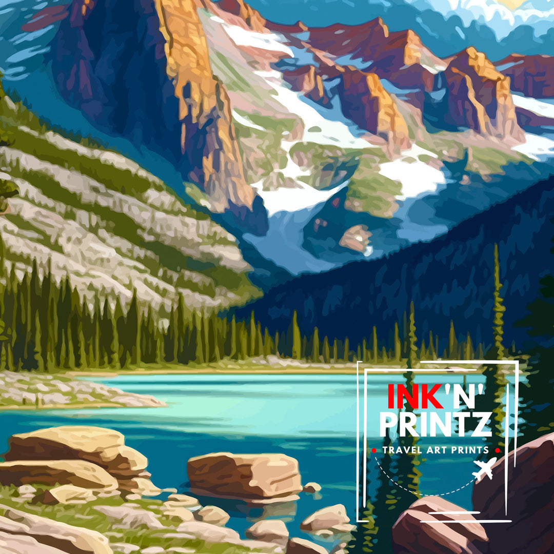 Rocky Mountain National Park Travel Poster Mountain Landscape Wall Art Nature Print Colorado Travel Decor Gift for Outdoor Enthusiasts