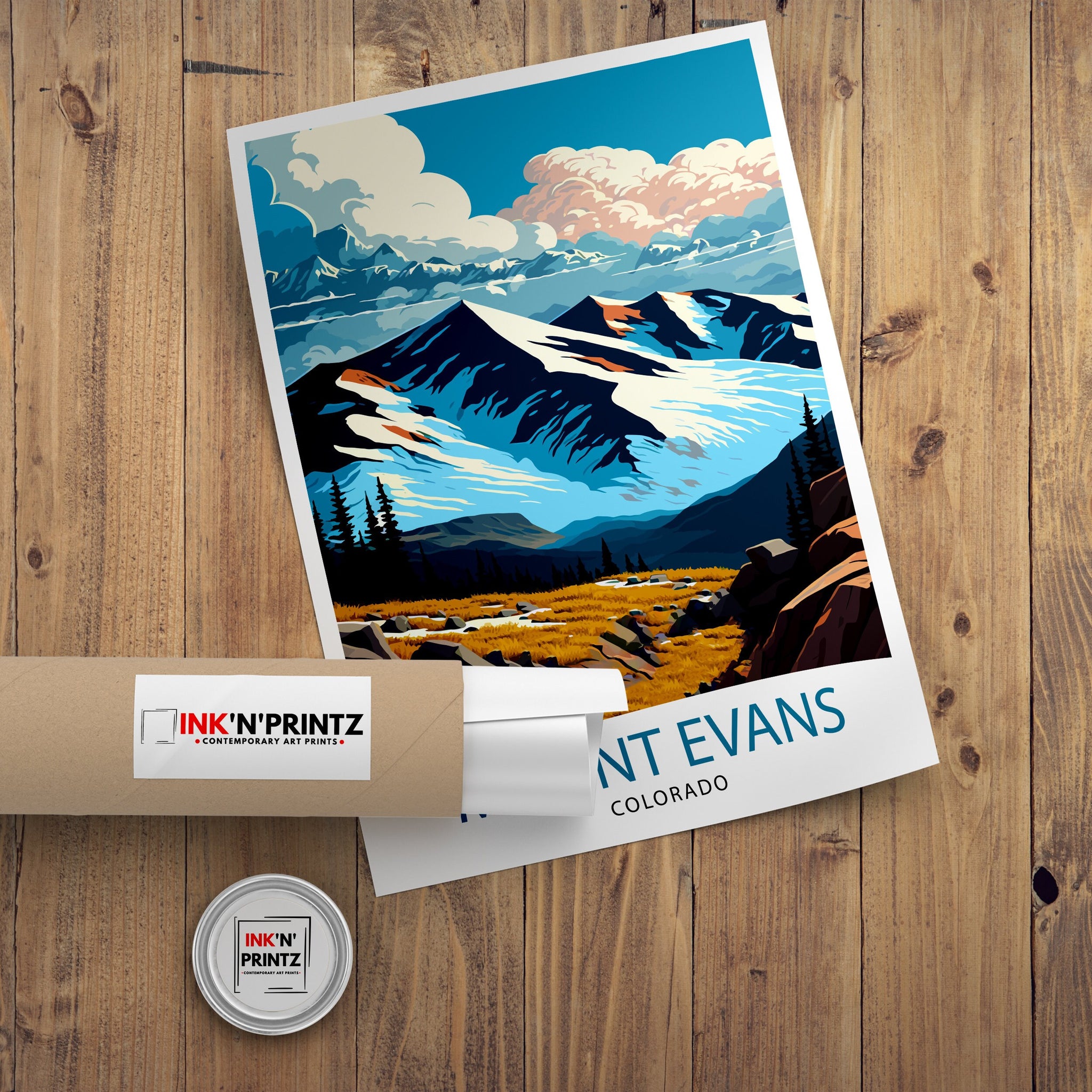 Mount Evans Colorado Travel Print Mountain Wall Decor Colorado Landscape Poster Rocky Mountain Travel Art Mount Evans Illustration Colorado