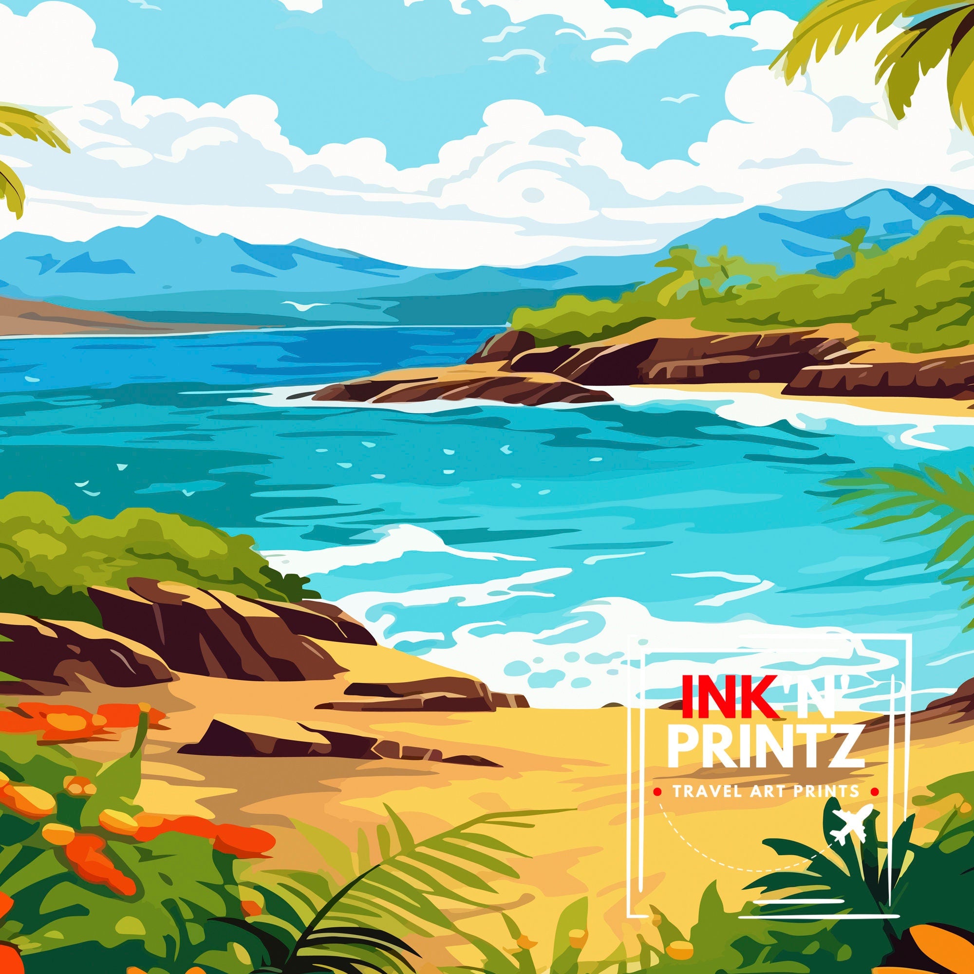 Hanauma Bay Hawaii Travel Poster