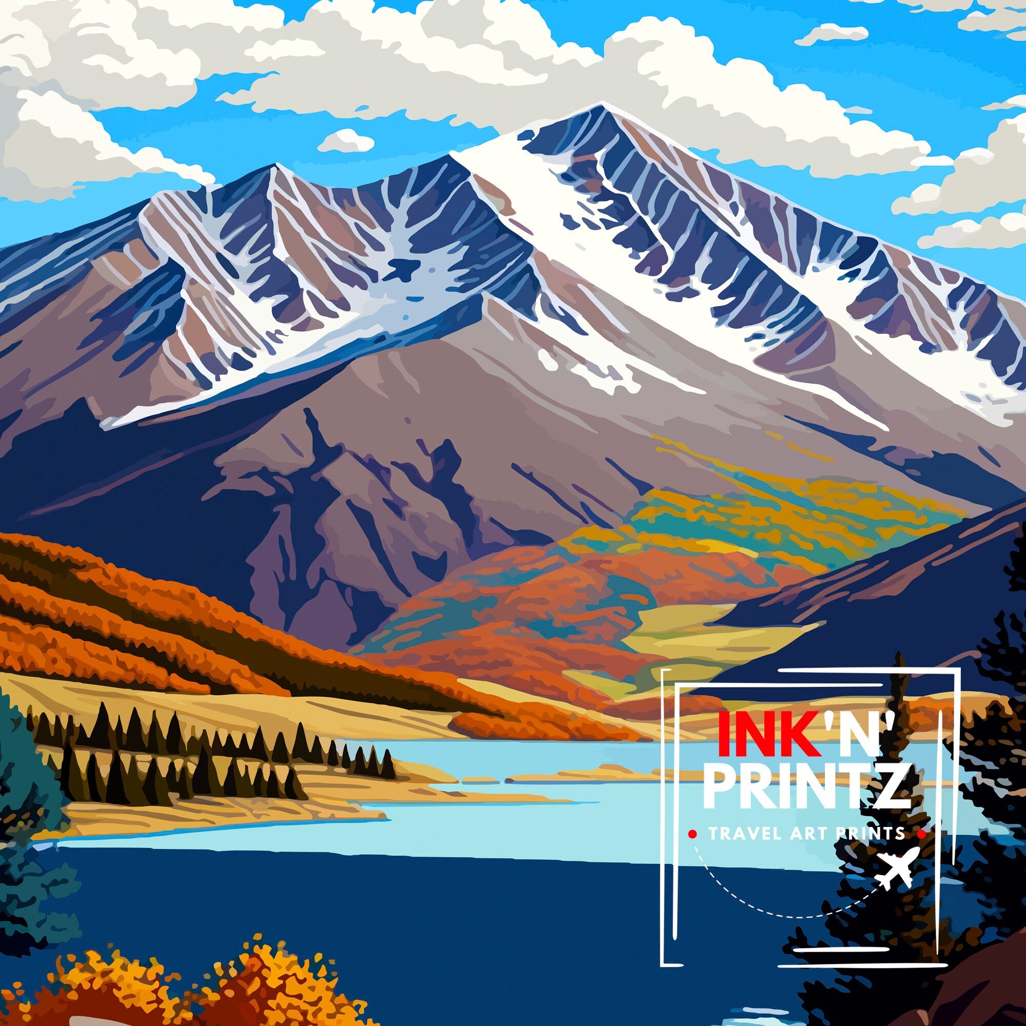 Mount Elbert Colorado Travel Poster Colorado Wall Art Mountain Landscape Print Colorado Adventure Decor Gift for Hikers