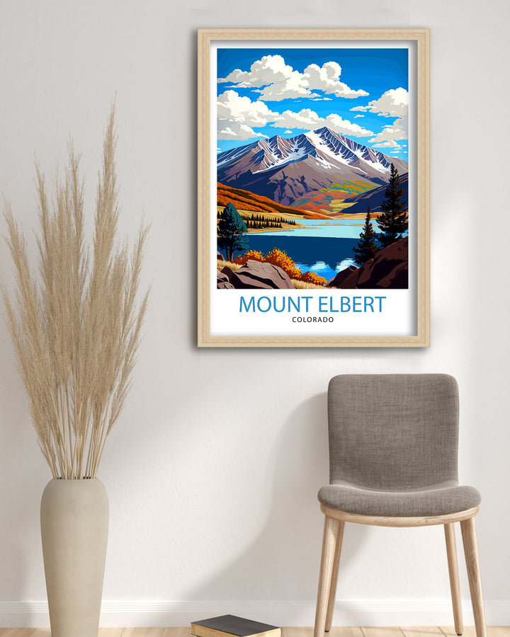 Mount Elbert Colorado Travel Poster Colorado Wall Art Mountain Landscape Poster Colorado Adventure Decor Gift for Hikers