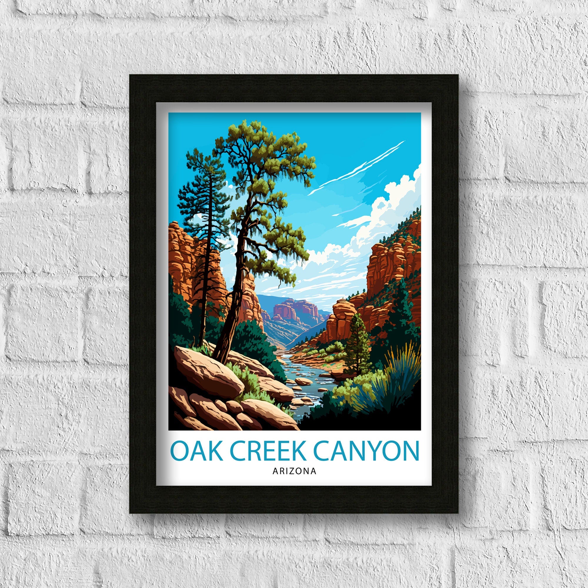 Oak Tree Canyon Arizona Travel Poster Desert Wall Decor Arizona Landscape Print Nature Art Print Southwestern Art - Arizona Wall Art