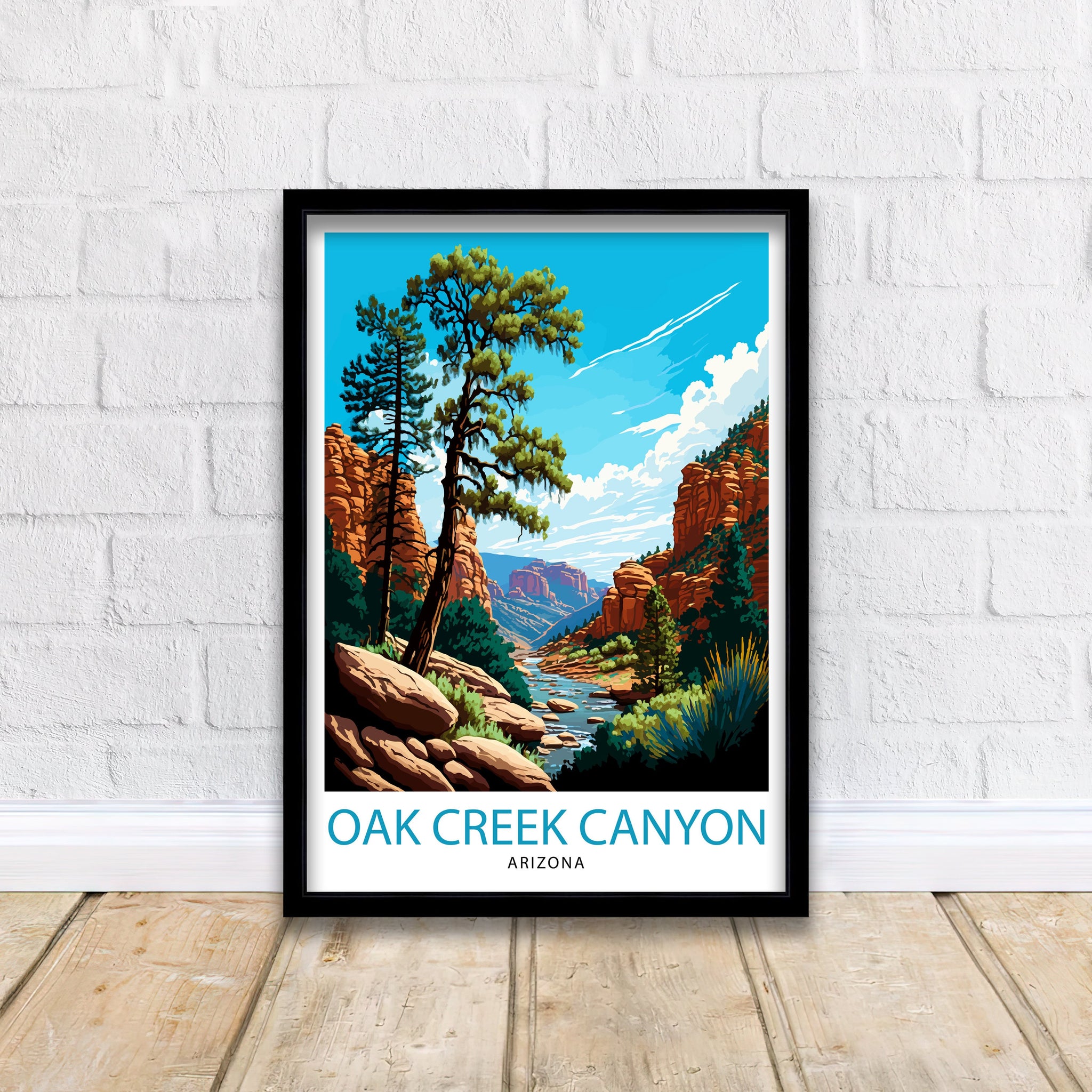Oak Tree Canyon Arizona Travel Poster Desert Wall Decor Arizona Landscape Print Nature Art Print Southwestern Art - Arizona Wall Art