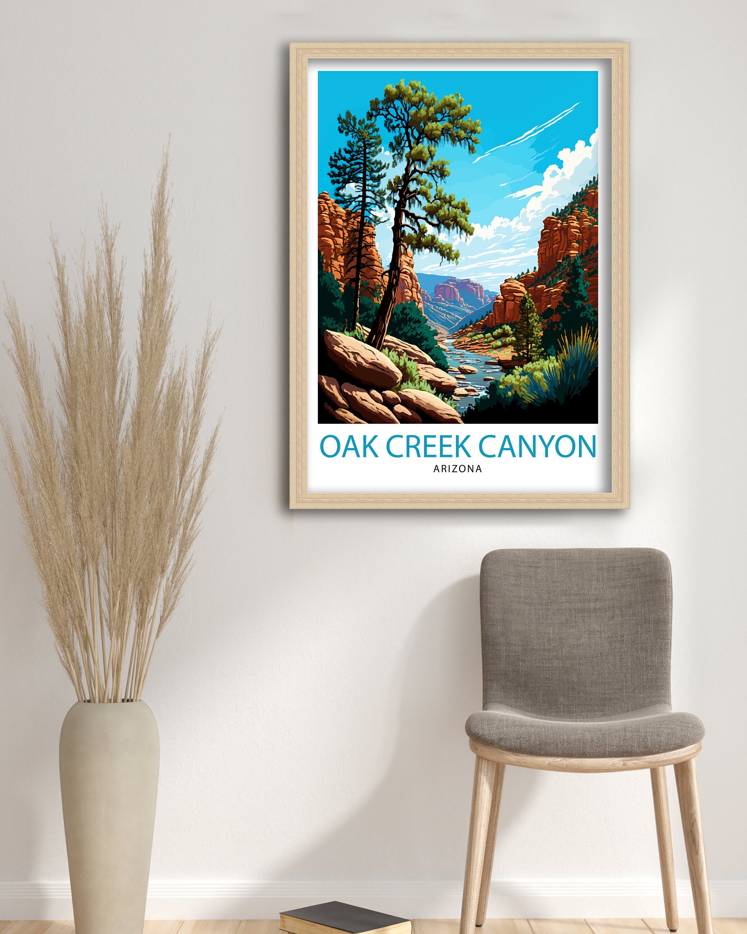 Oak Tree Canyon Arizona Travel Poster Desert Wall Decor Arizona Landscape Print Nature Art Print Southwestern Art - Arizona Wall Art