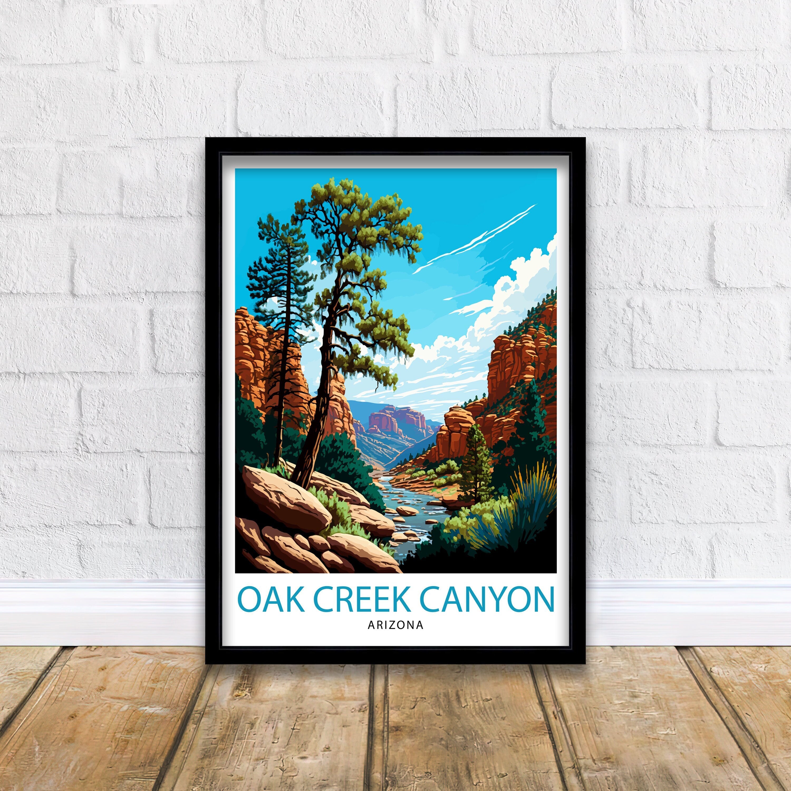 Oak Tree Canyon Arizona Travel Poster Desert Wall Decor Arizona Landscape Print Nature Art Print Southwestern Art - Arizona Wall Art