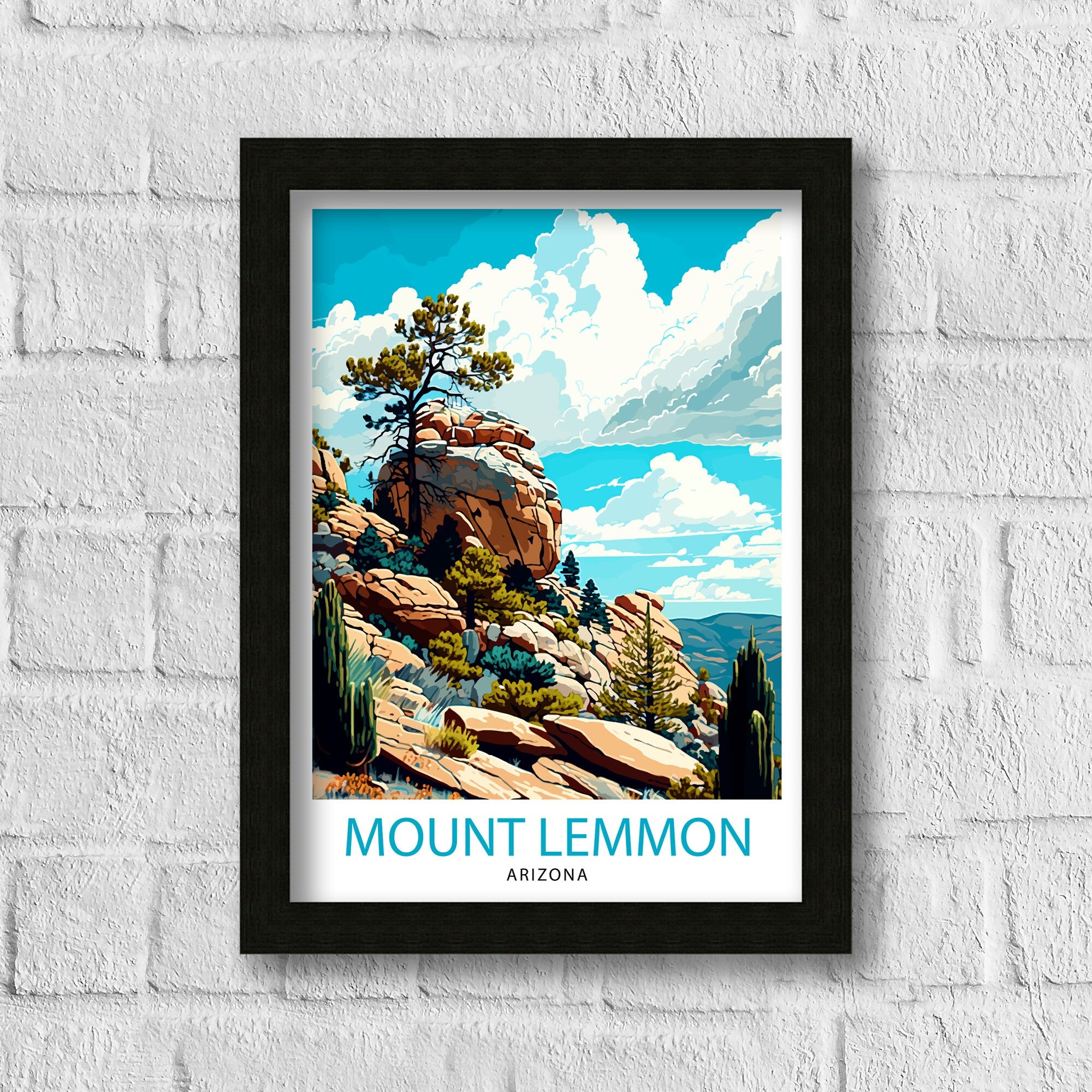 Mount Lemmon Arizona Travel Poster Mountain Wall Art Arizona Landscape Print Nature Decor Gift for Outdoor Enthusiasts