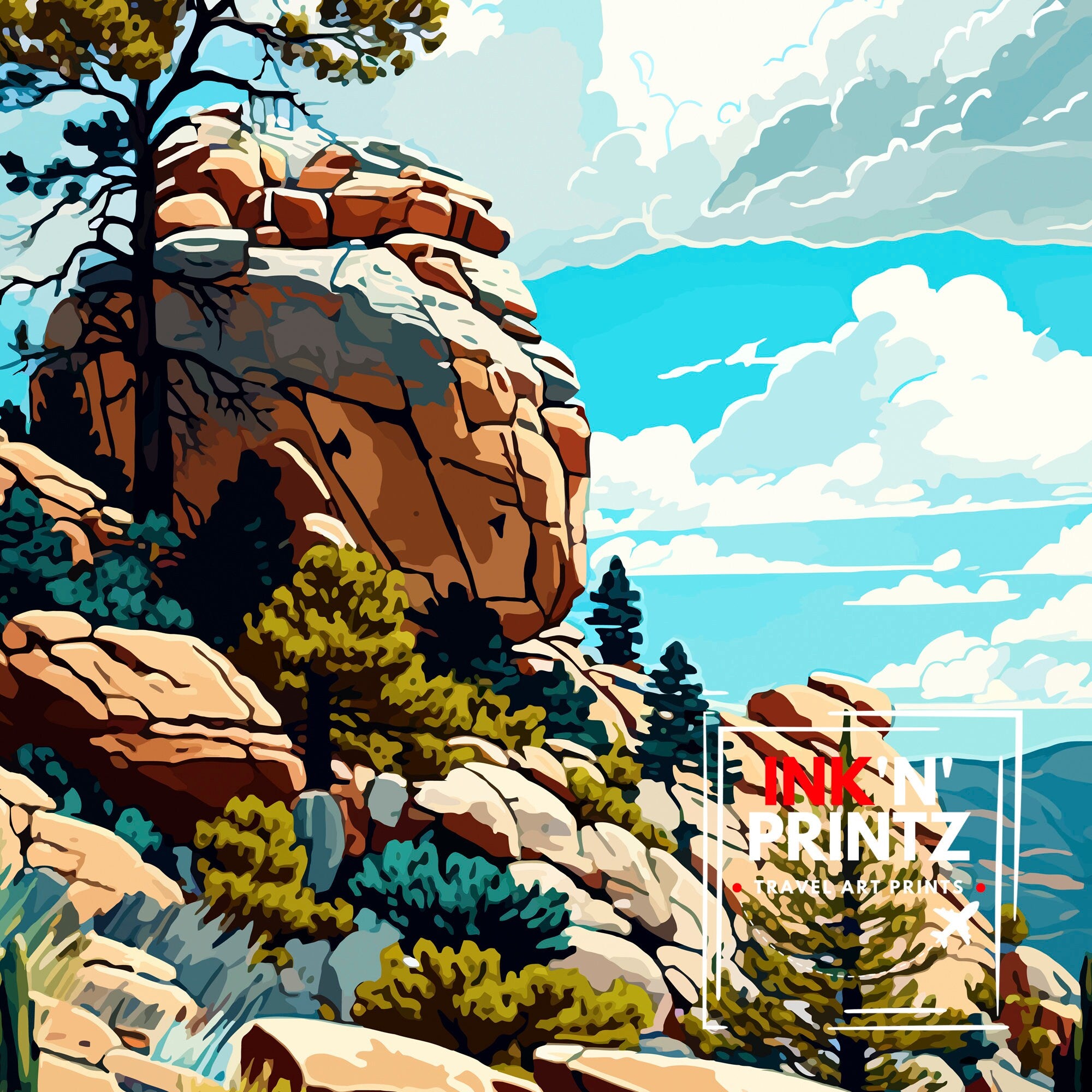 Mount Lemmon Arizona Travel Poster Mountain Wall Art Arizona Landscape Print Nature Decor Gift for Outdoor Enthusiasts