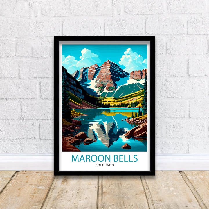 Maroon Bells Colorado Travel Poster Colorado