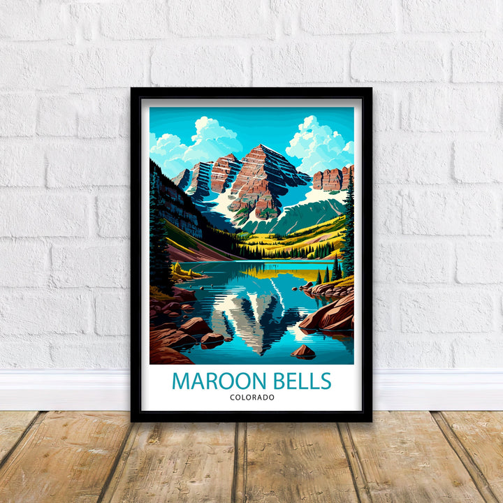 Maroon Bells Colorado Travel Poster Colorado