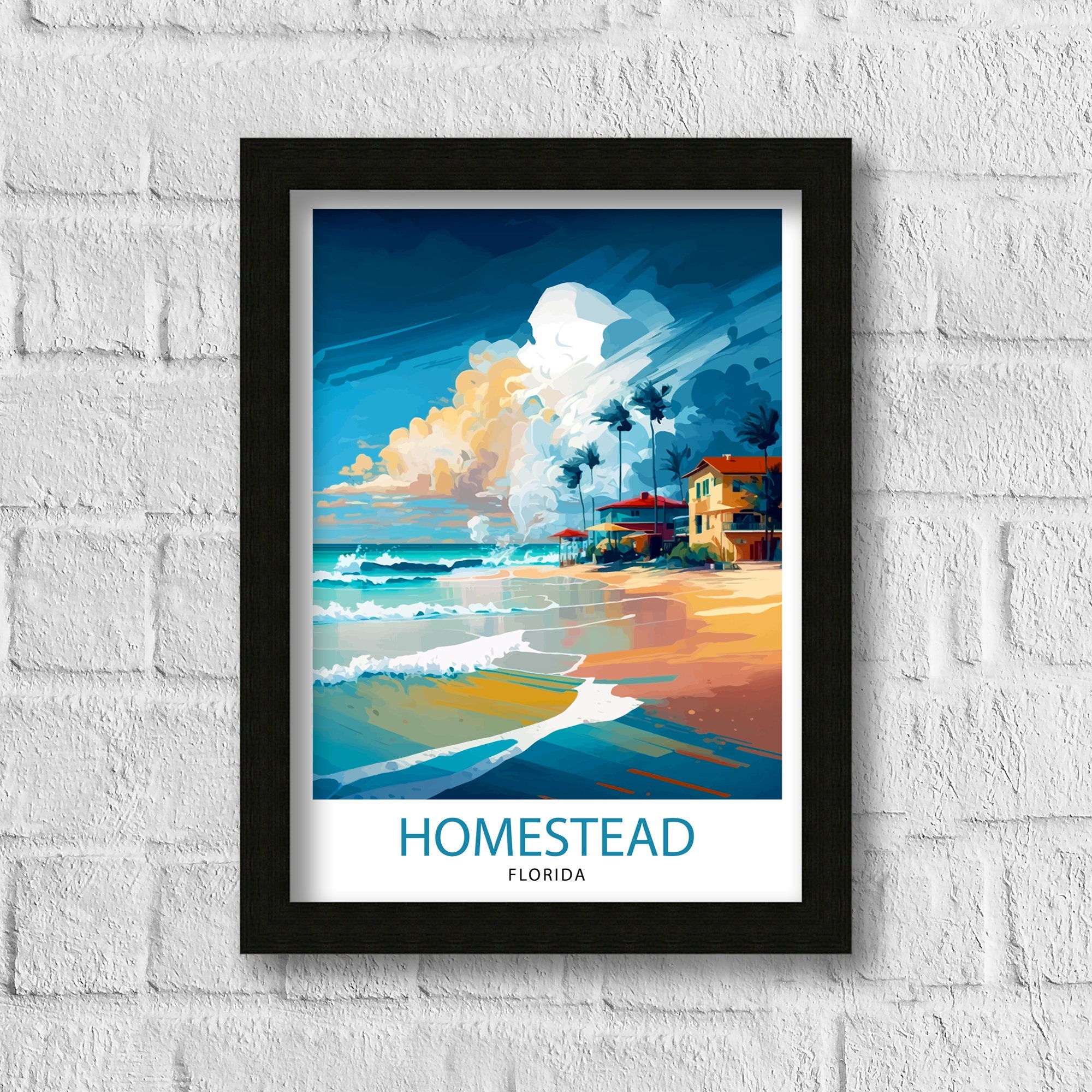 Homestead Florida Travel Print| Homestead Wall Decor Homestead Poster Florida Travel Prints Homestead Art Print Homestead Illustration