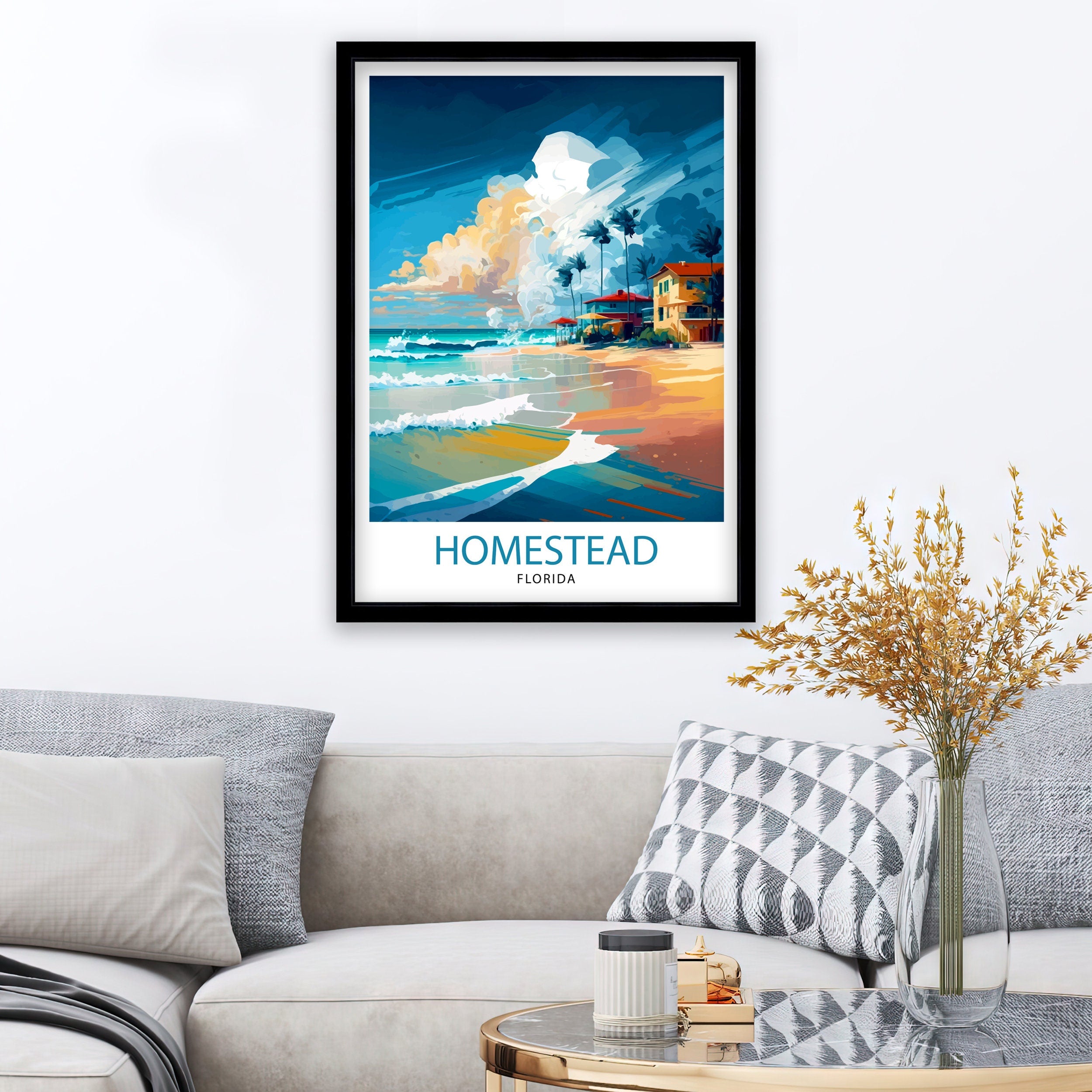 Homestead Florida Travel Print| Homestead Wall Decor Homestead Poster Florida Travel Prints Homestead Art Print Homestead Illustration