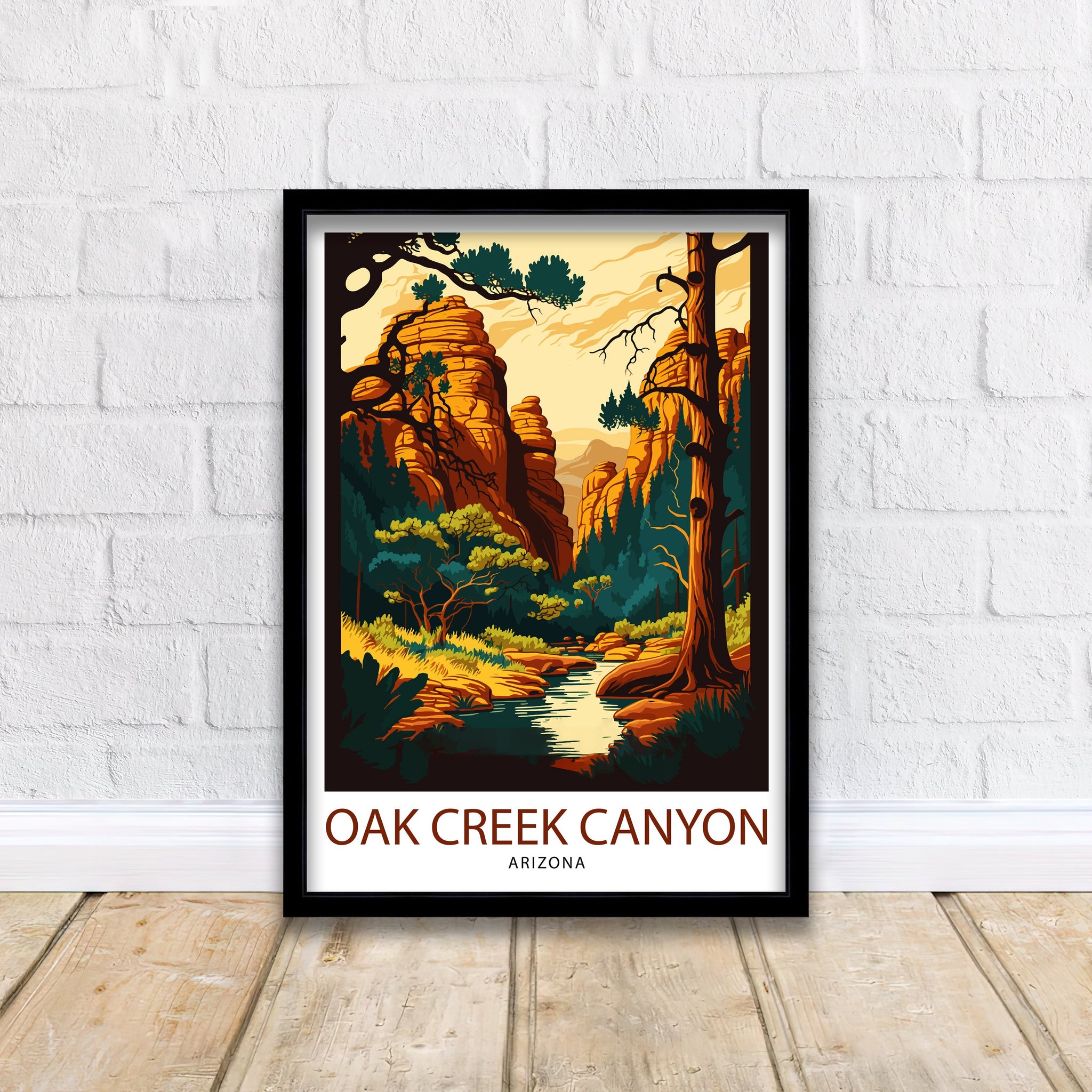 Oak Creek Arizona Travel Print| Oak Creek Wall Decor Oak Creek Poster Arizona Travel Prints Oak Creek Art Print Oak Creek Illustration Oak