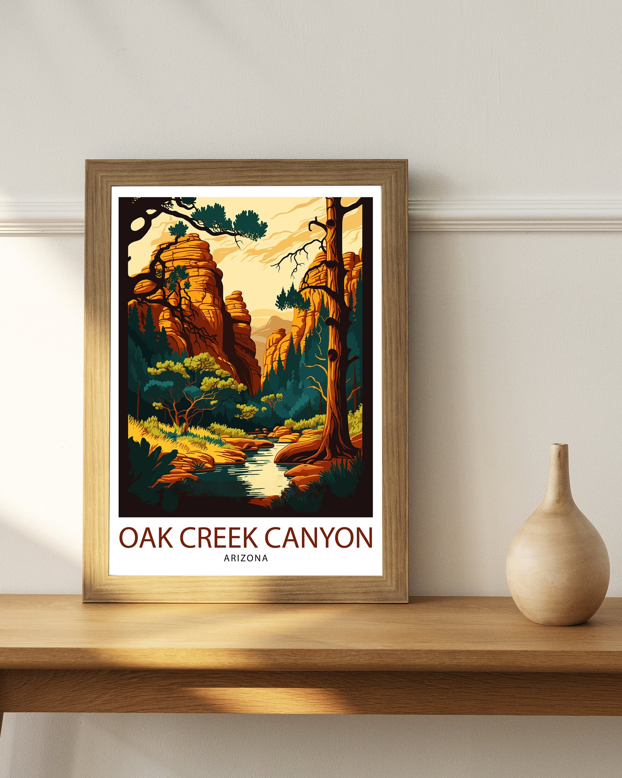 Oak Creek Arizona Travel Print| Oak Creek Wall Decor Oak Creek Poster Arizona Travel Prints Oak Creek Art Print Oak Creek Illustration Oak