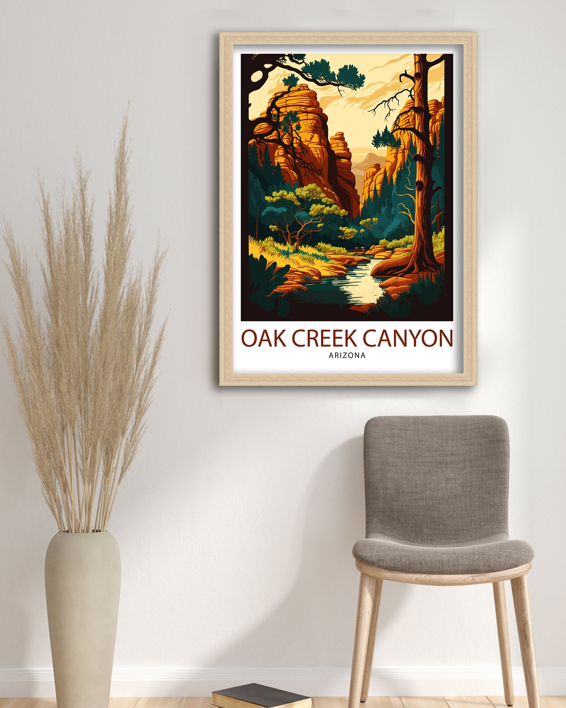 Oak Creek Arizona Travel Print| Oak Creek Wall Decor Oak Creek Poster Arizona Travel Prints Oak Creek Art Print Oak Creek Illustration Oak