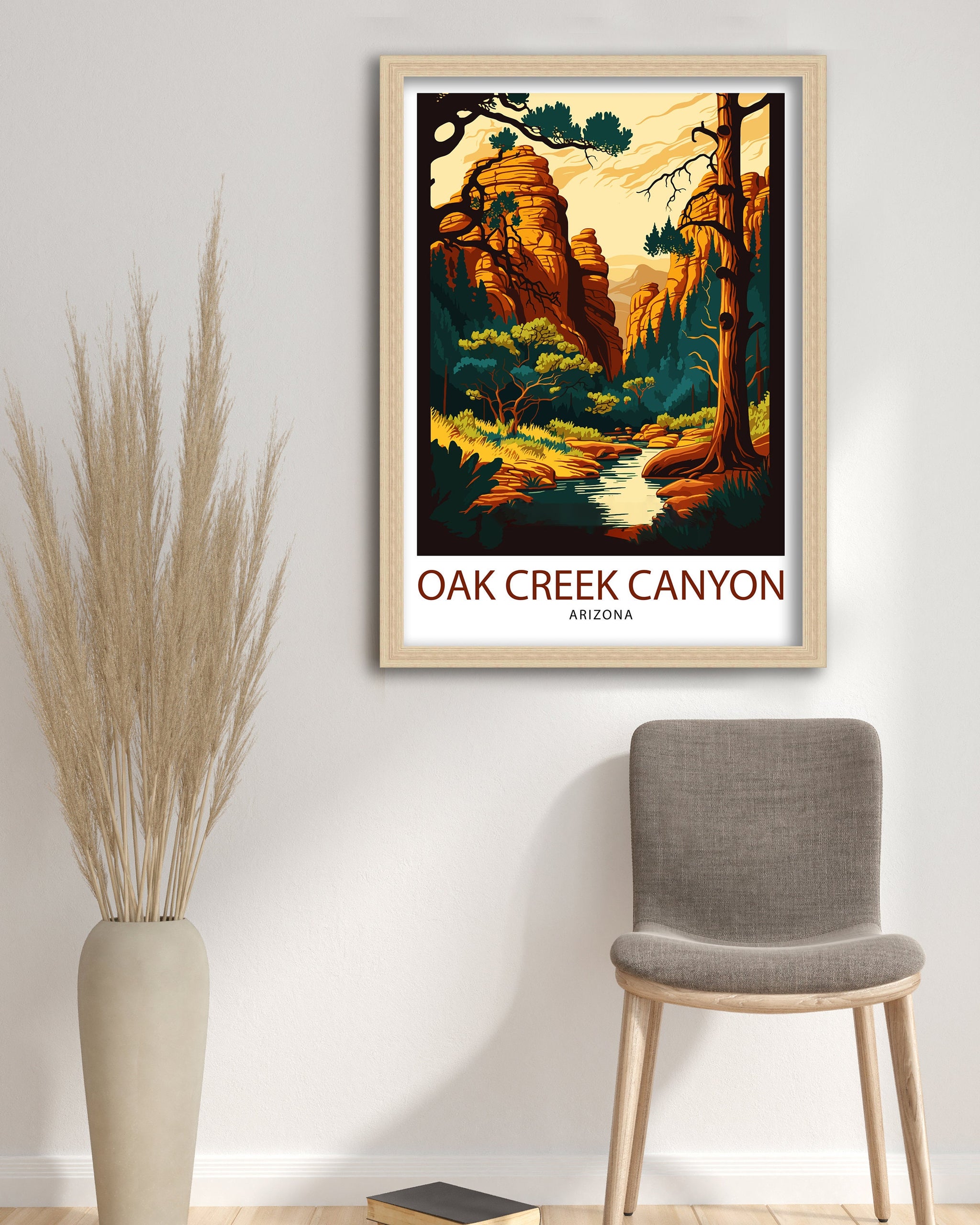 Oak Creek Arizona Travel Print| Oak Creek Wall Decor Oak Creek Poster Arizona Travel Prints Oak Creek Art Print Oak Creek Illustration Oak