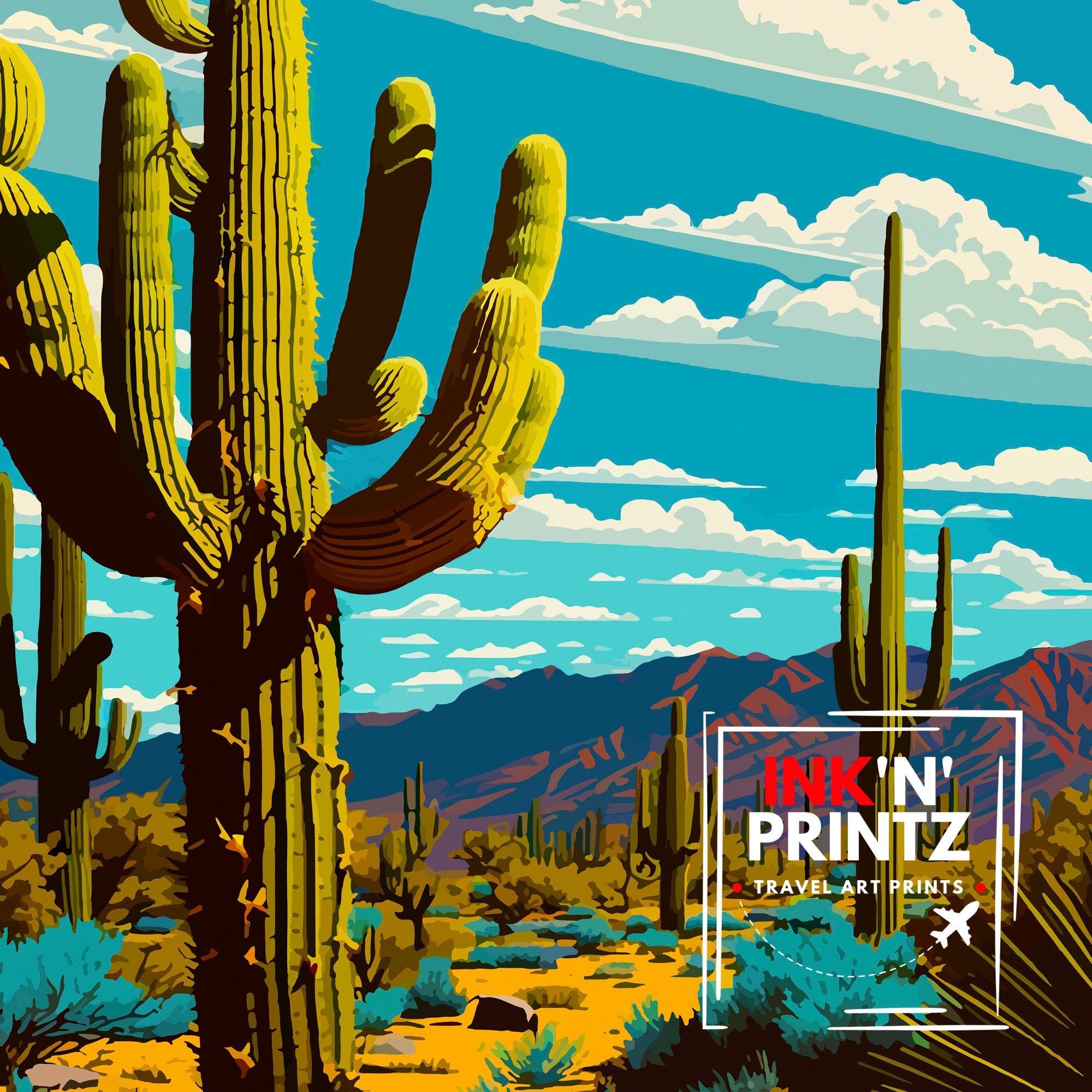 Saguaro Arizona Travel Print Saguaro Wall Decor Saguaro Poster Arizona Travel Prints Saguaro Art Print Saguaro Illustration Saguaro Wall Art