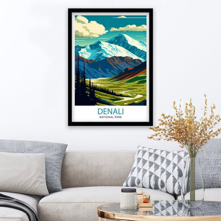 Denali National Park Alaska Travel Poster Denali