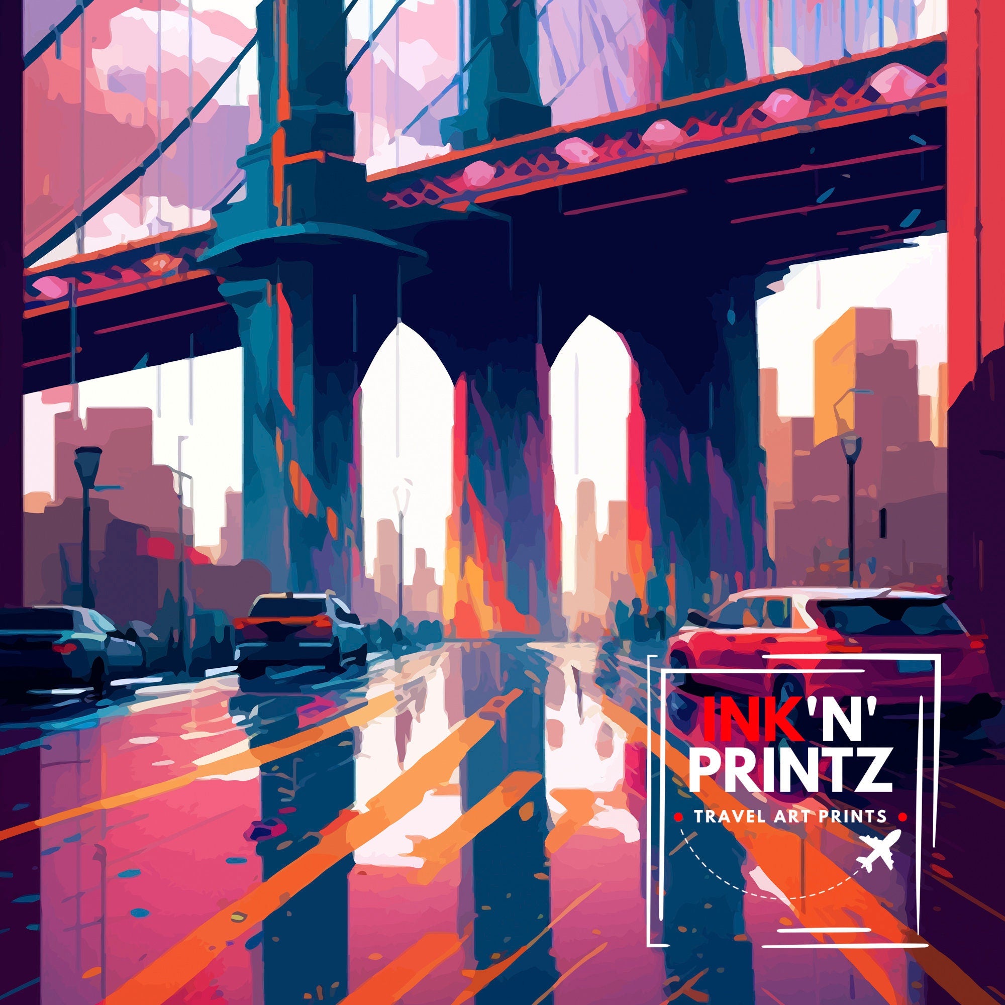 Brooklyn Bridge New York Travel Poster - Brooklyn Bridge