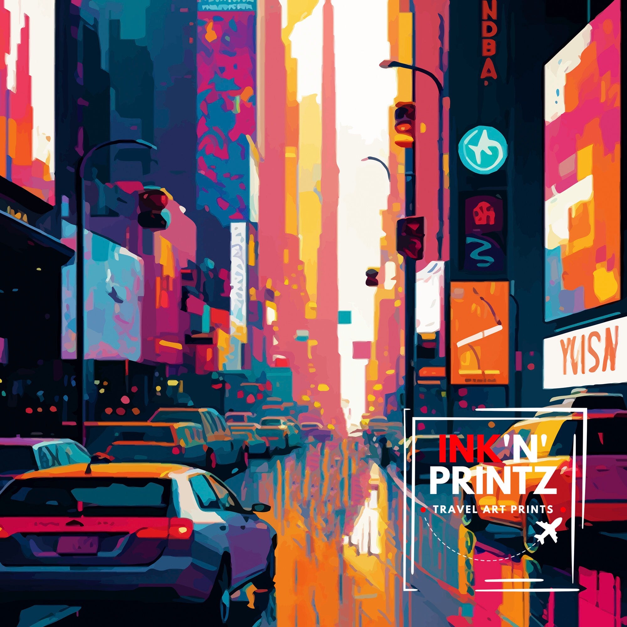 Time Square New York Travel Print| Time Square Wall Decor New York City Travel Poster Time Square Art Print Time Square