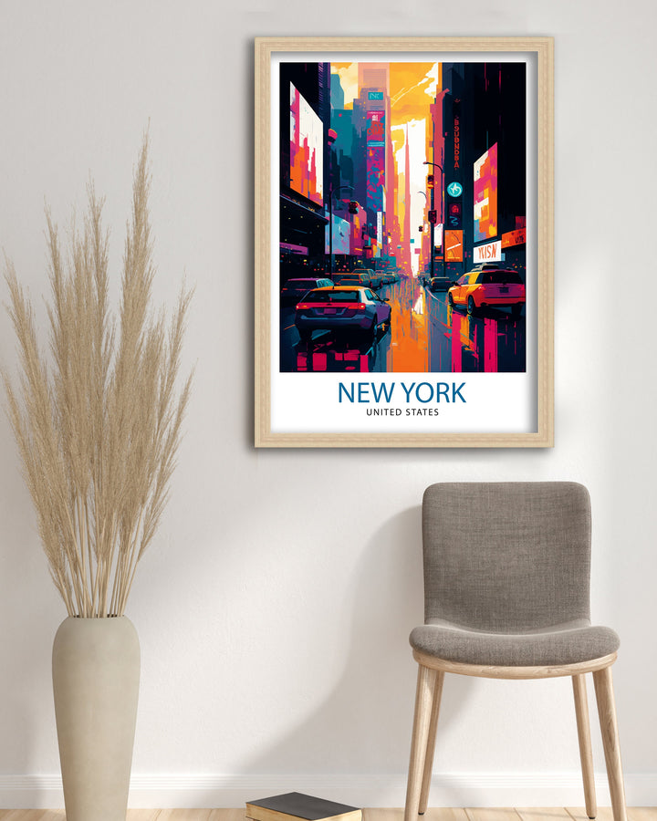 Time Square New York Travel Poster