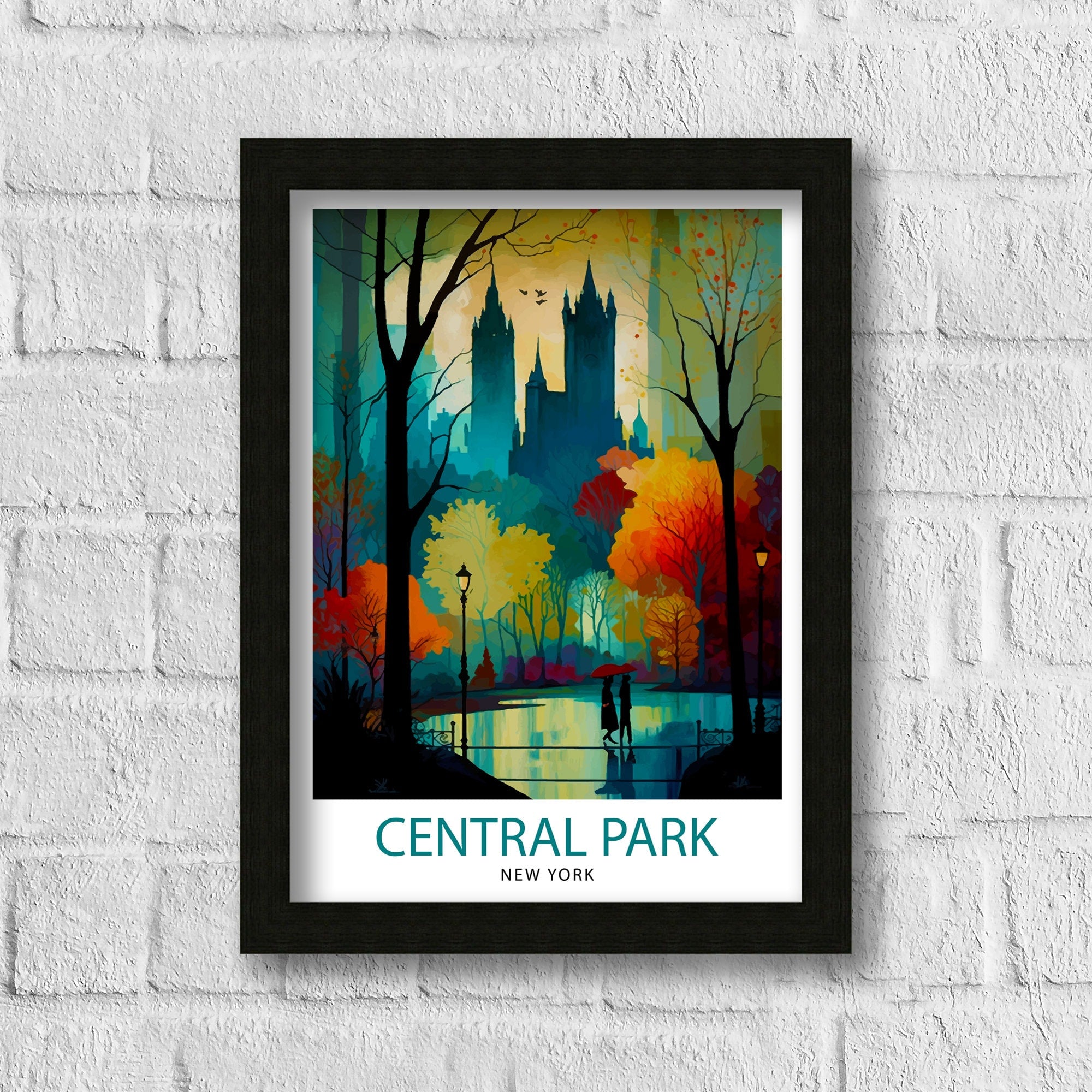 Central Park New York Travel Print| Central Park Wall Art New York City Decor Travel Poster Central Park Landscape Print