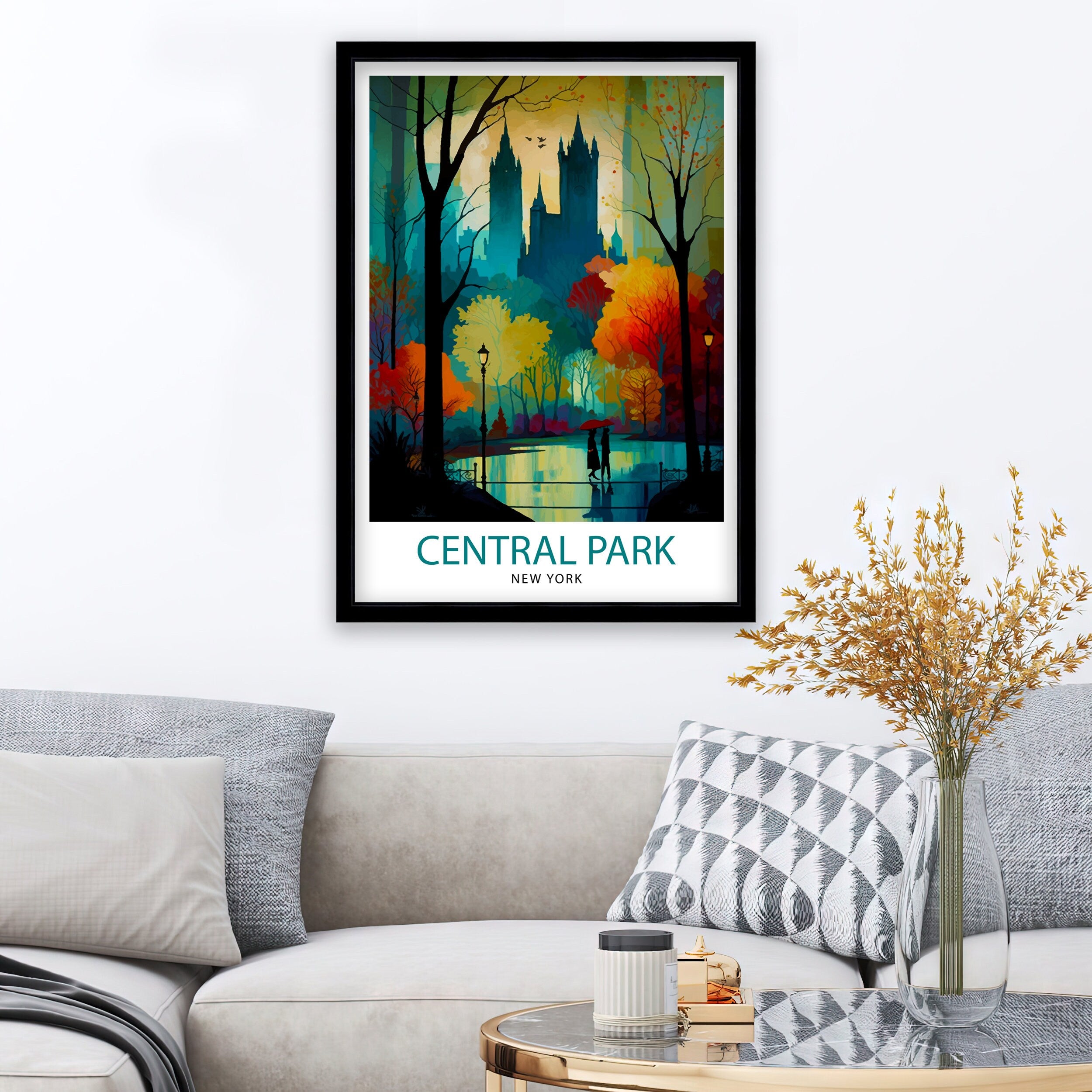 Central Park New York Travel Print| Central Park Wall Art New York City Decor Travel Poster Central Park Landscape Print