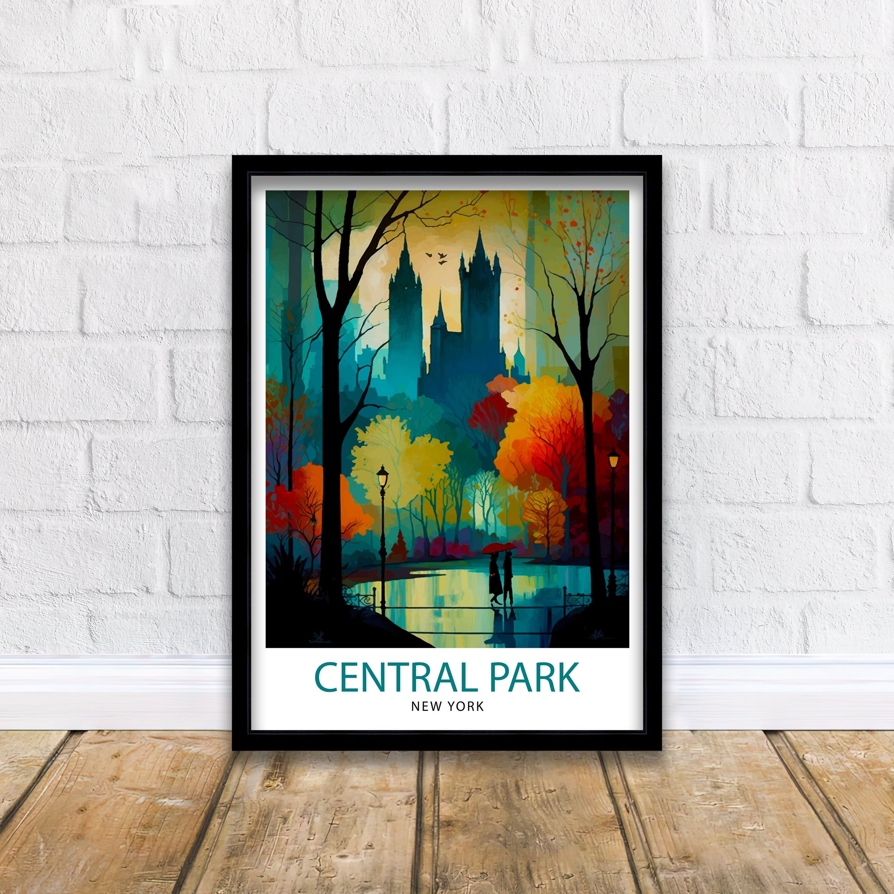 Central Park New York Travel Print| Central Park Wall Art New York City Decor Travel Poster Central Park Landscape Print