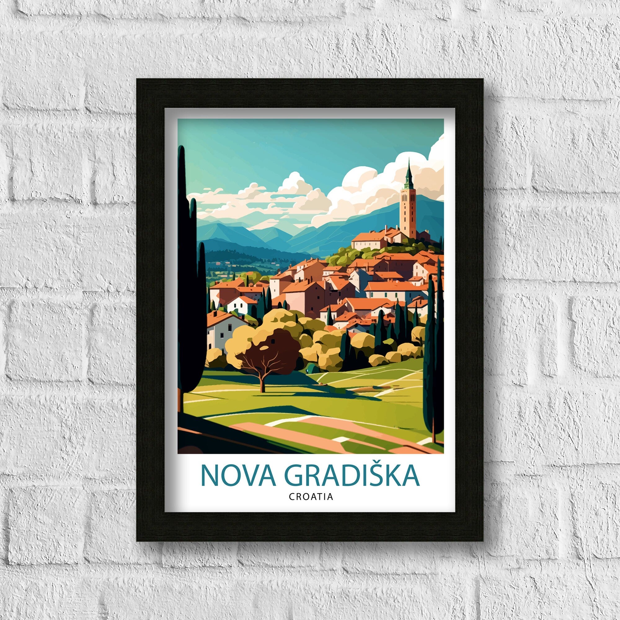 Nova Gradiška Croatia Travel Print , Croatian Cityscape Wall Art, Croatia Travel Poster, Nova Gradiška Souvenir, Home Decor
