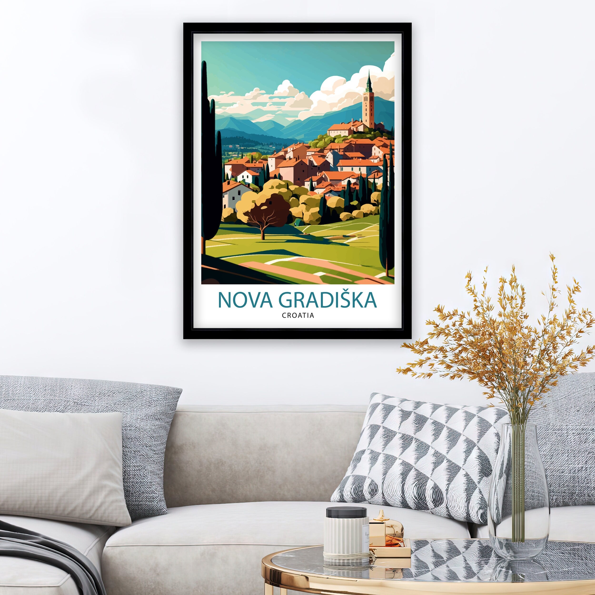 Nova Gradiška Croatia Travel Print , Croatian Cityscape Wall Art, Croatia Travel Poster, Nova Gradiška Souvenir, Home Decor