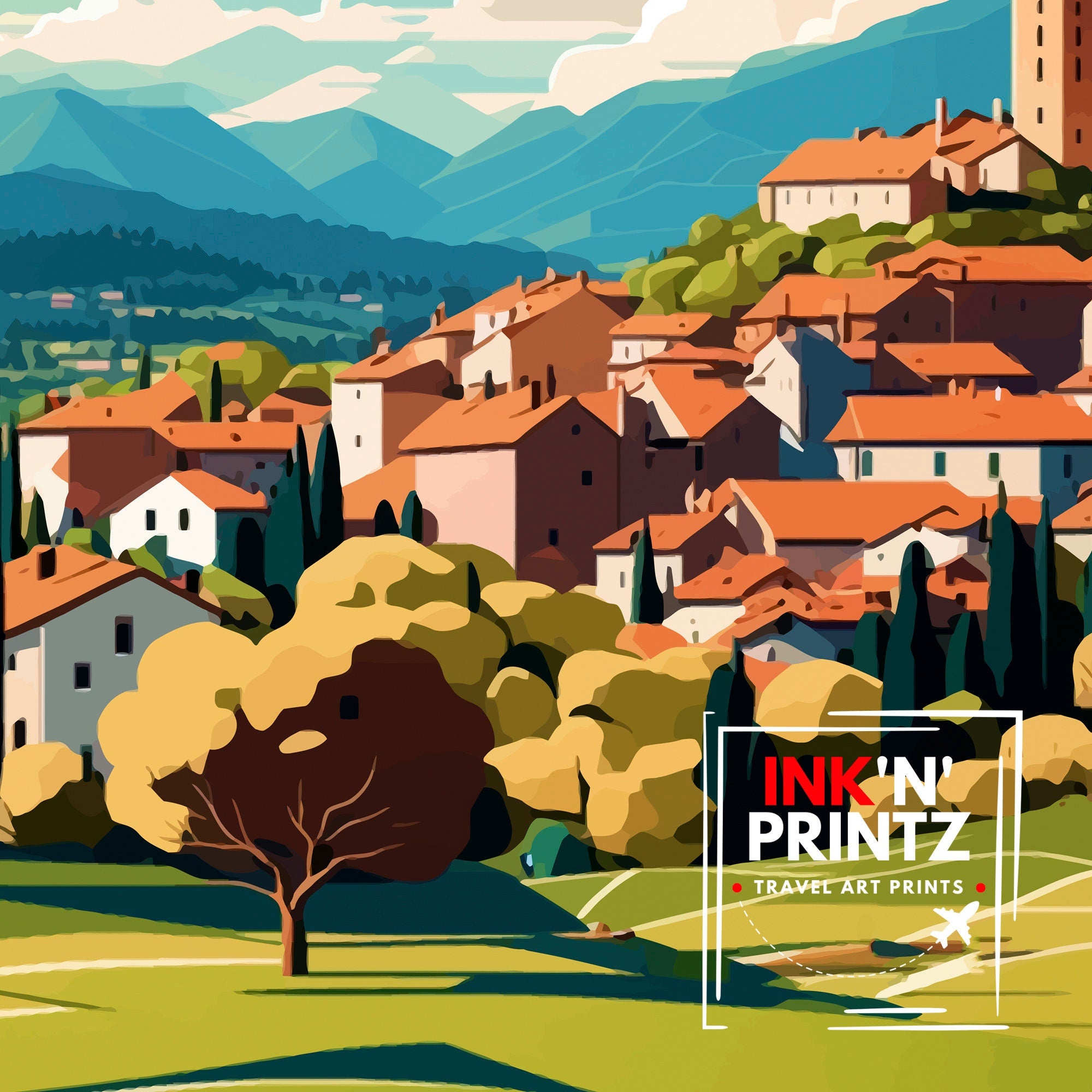 Nova Gradiška Croatia Travel Print , Croatian Cityscape Wall Art, Croatia Travel Poster, Nova Gradiška Souvenir, Home Decor