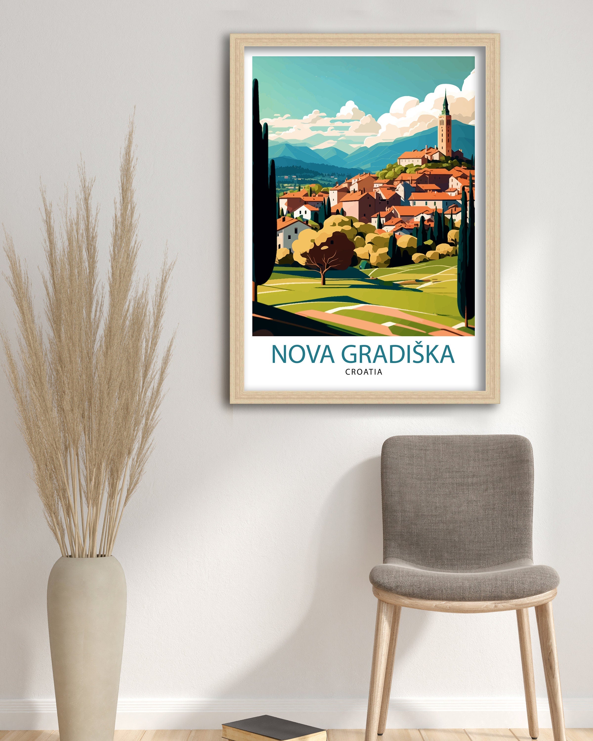 Nova Gradiška Croatia Travel Print , Croatian Cityscape Wall Art, Croatia Travel Poster, Nova Gradiška Souvenir, Home Decor