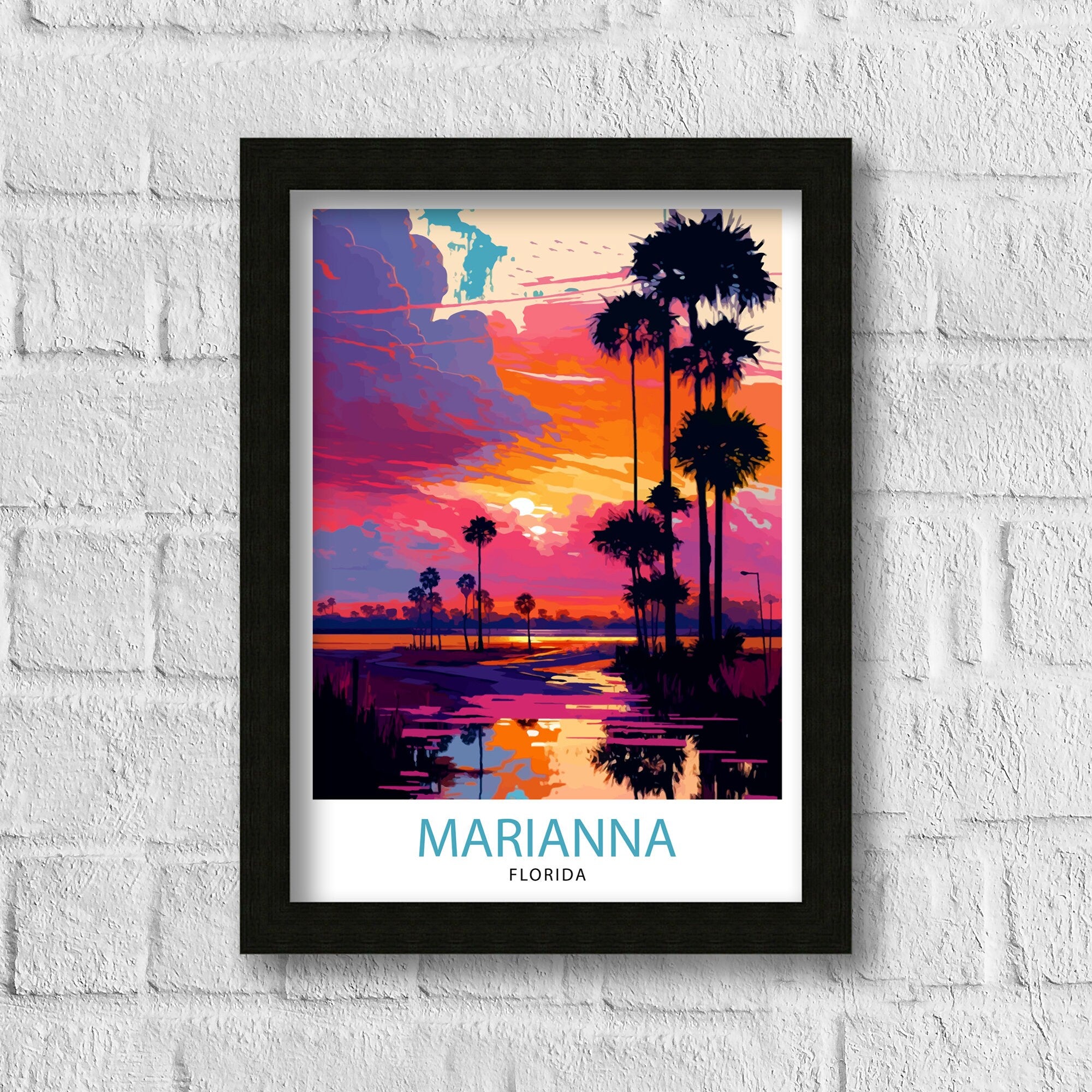 Marianna Florida Travel Print| Marianna Wall Art Florida State Decor Travel Poster Marianna Cityscape Print Home Decor