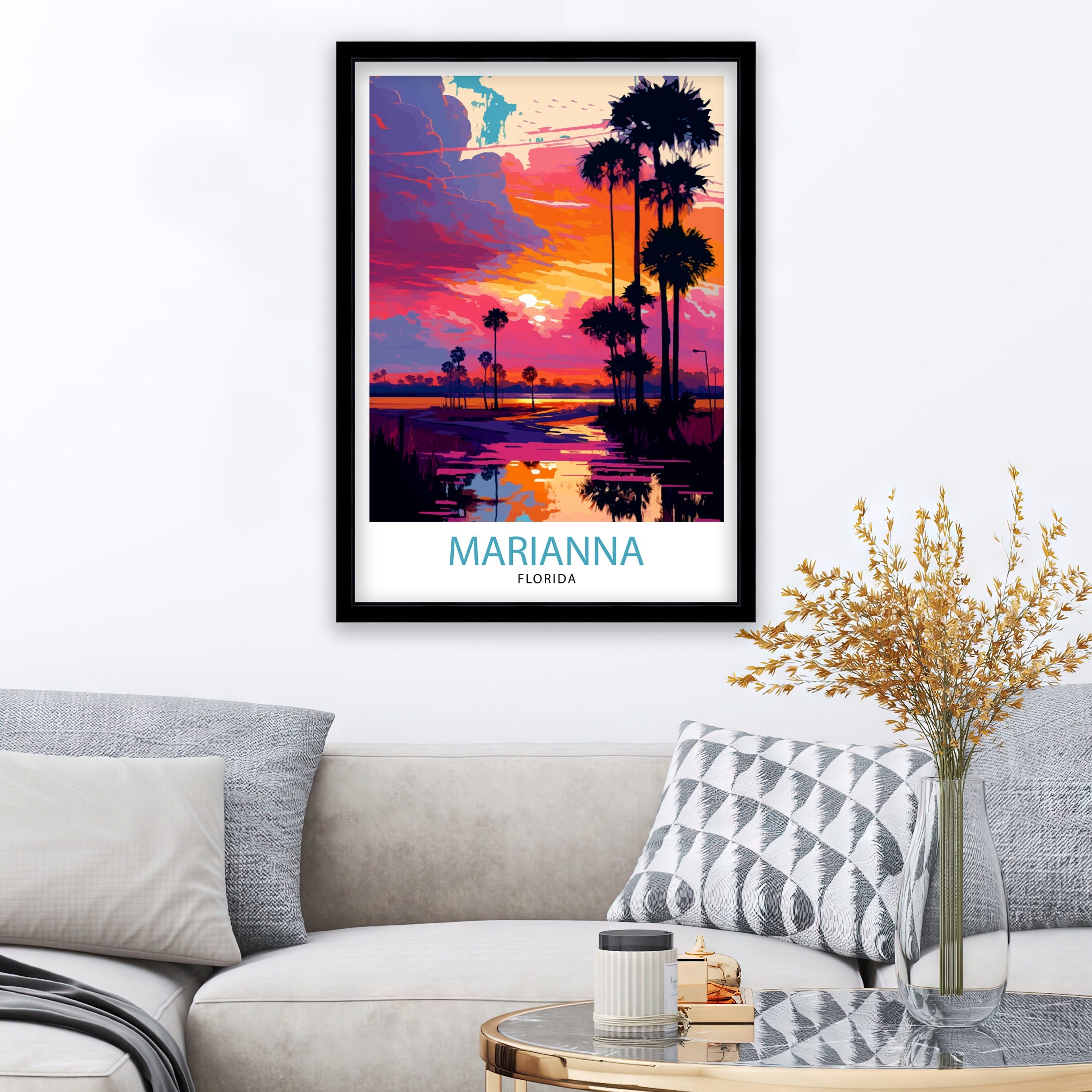Marianna Florida Travel Print| Marianna Wall Art Florida State Decor Travel Poster Marianna Cityscape Print Home Decor