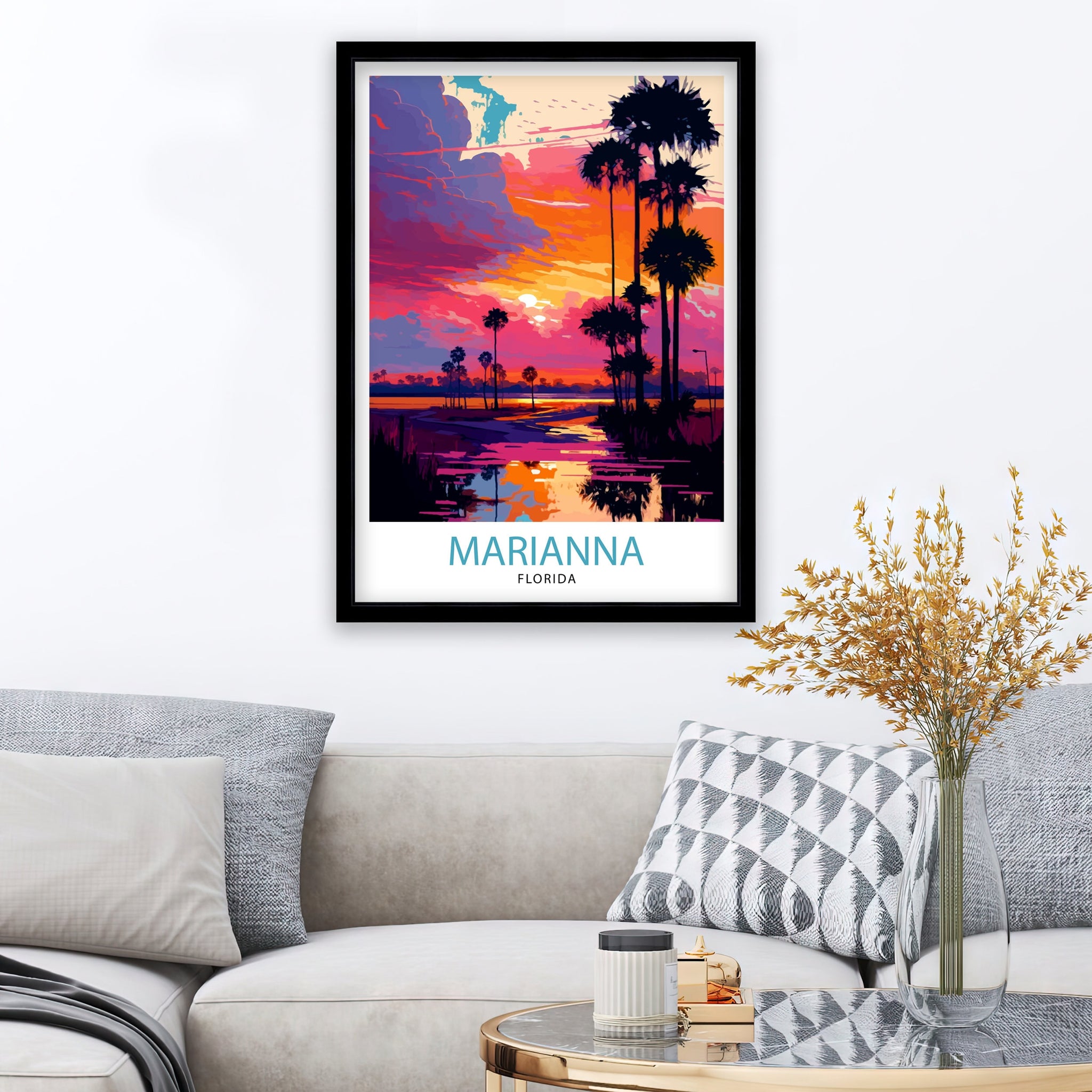 Marianna Florida Travel Print| Marianna Wall Art Florida State Decor Travel Poster Marianna Cityscape Print Home Decor