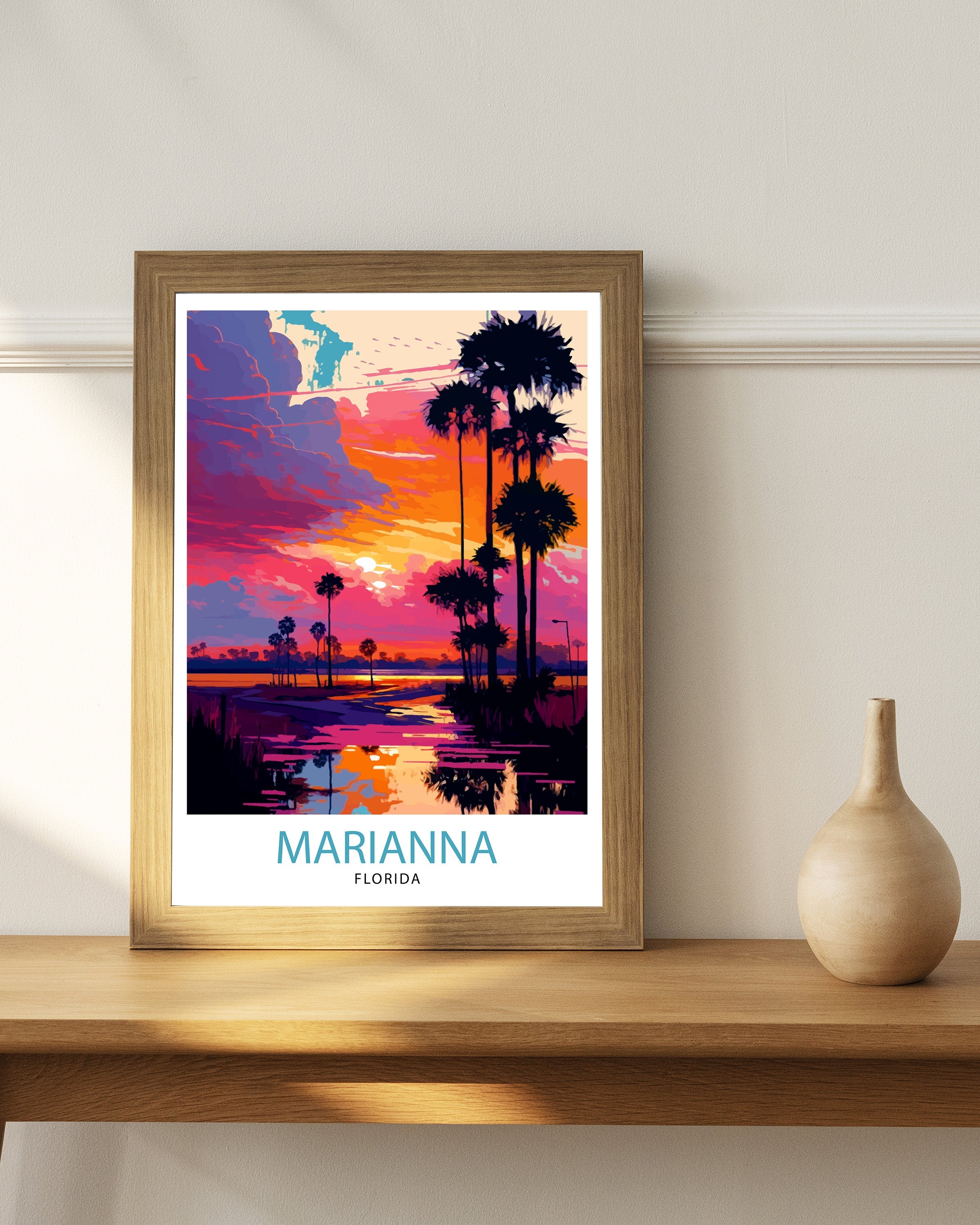Marianna Florida Travel Print| Marianna Wall Art Florida State Decor Travel Poster Marianna Cityscape Print Home Decor