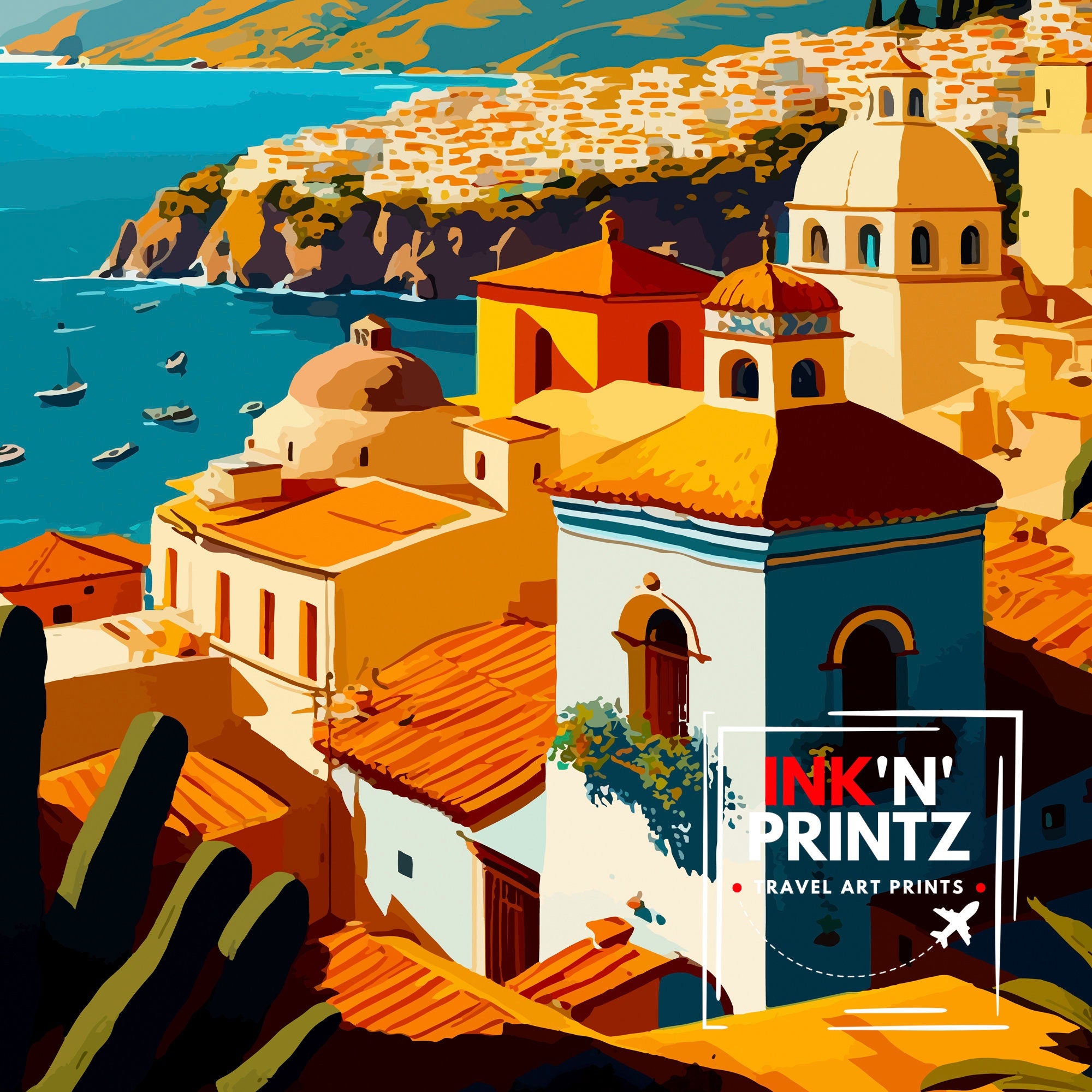 Andalucia Spain Travel Print, Coastal Cityscape Art
