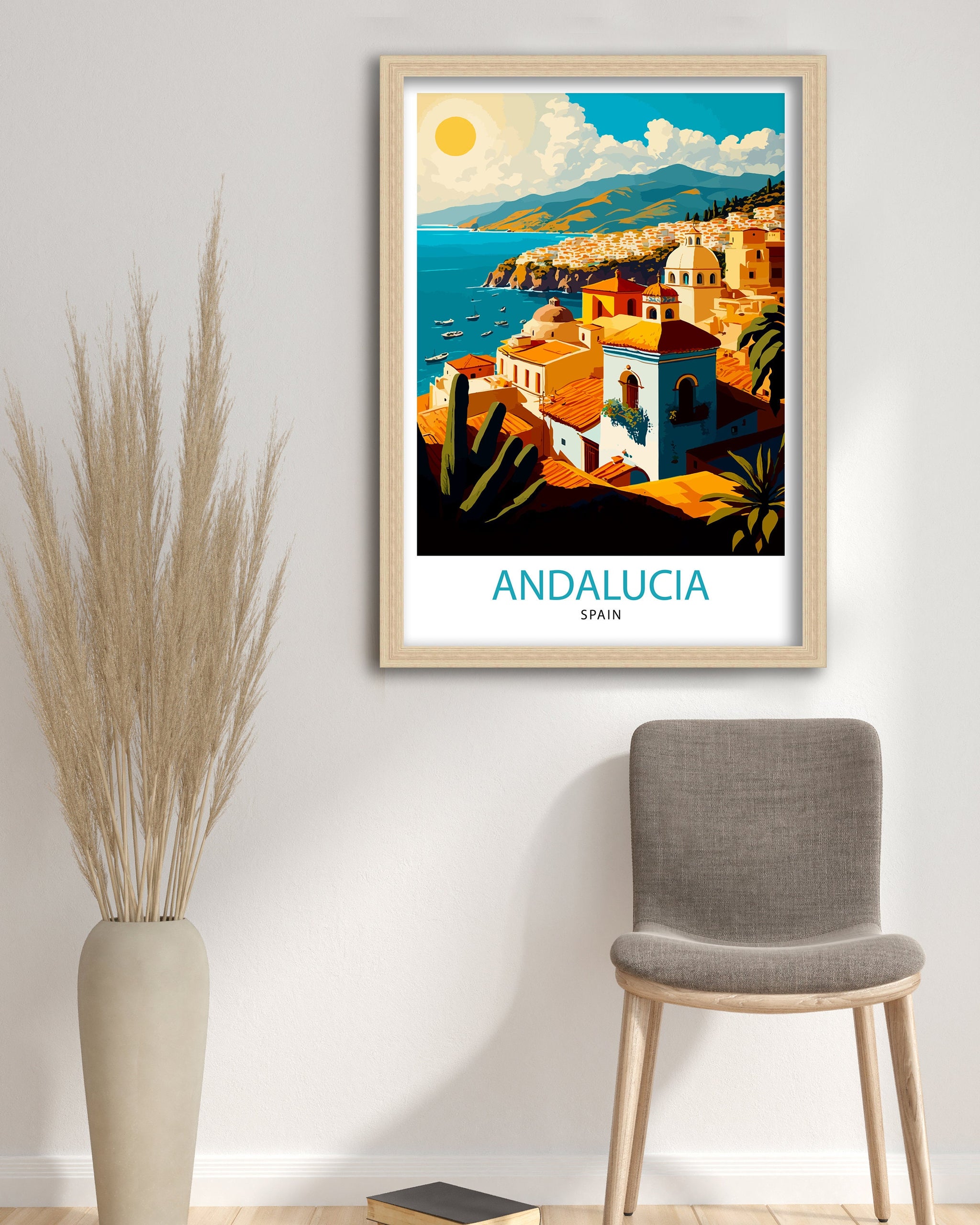 Andalucia Spain Travel Print, Coastal Cityscape Art