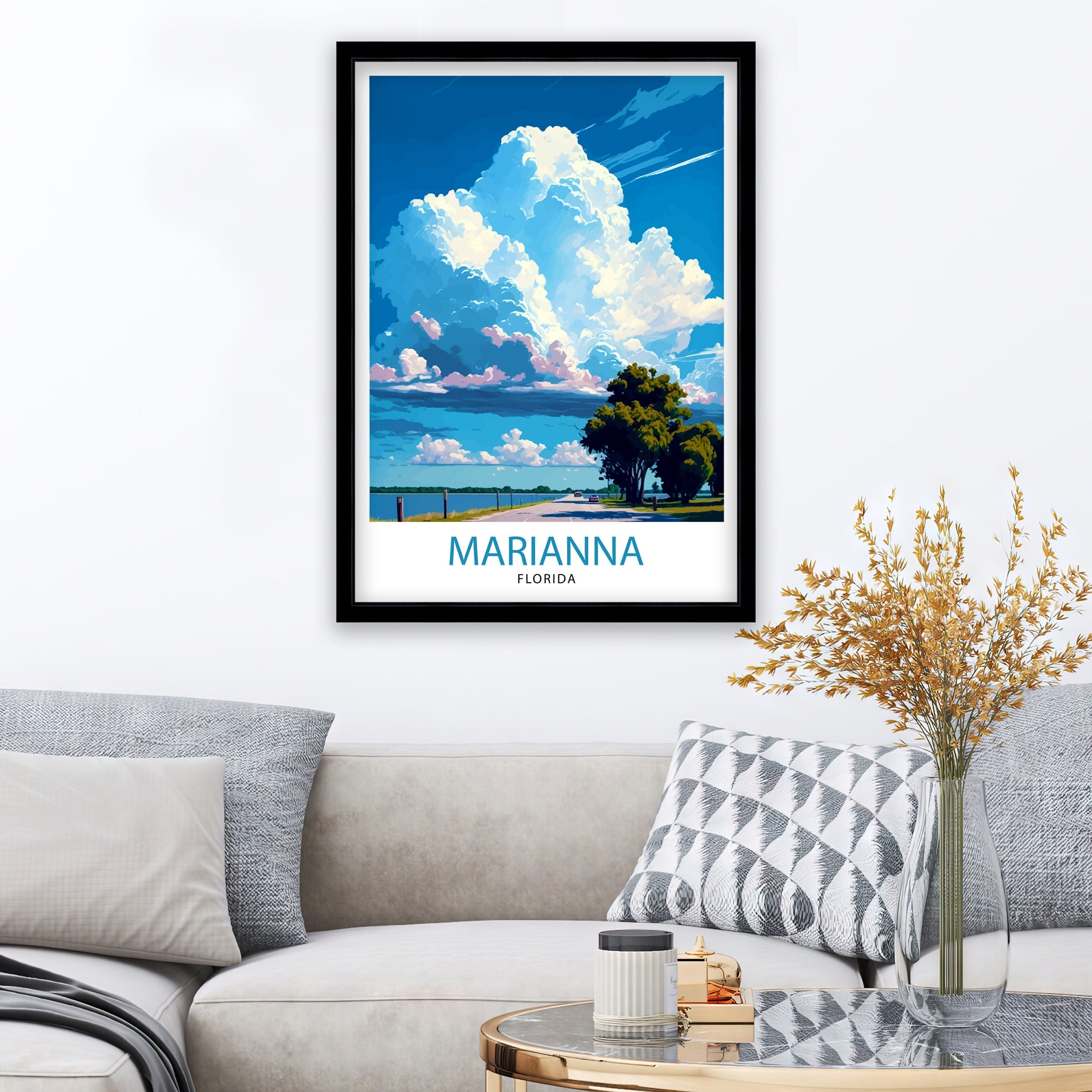 Marianna Florida Travel Print| Marianna Wall Art Florida Landscape Decor Travel Poster Marianna City Print Home Decor