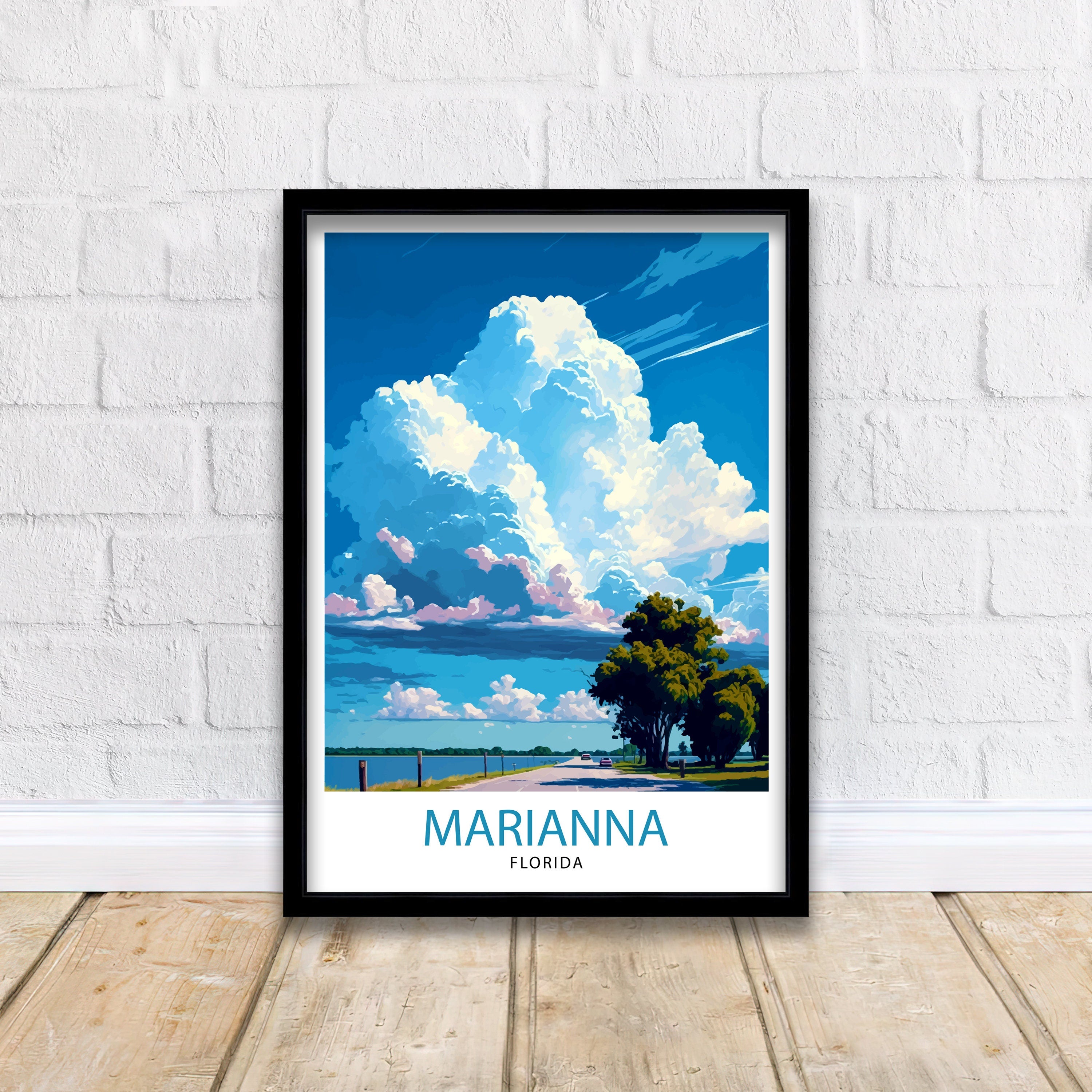 Marianna Florida Travel Print| Marianna Wall Art Florida Landscape Decor Travel Poster Marianna City Print Home Decor