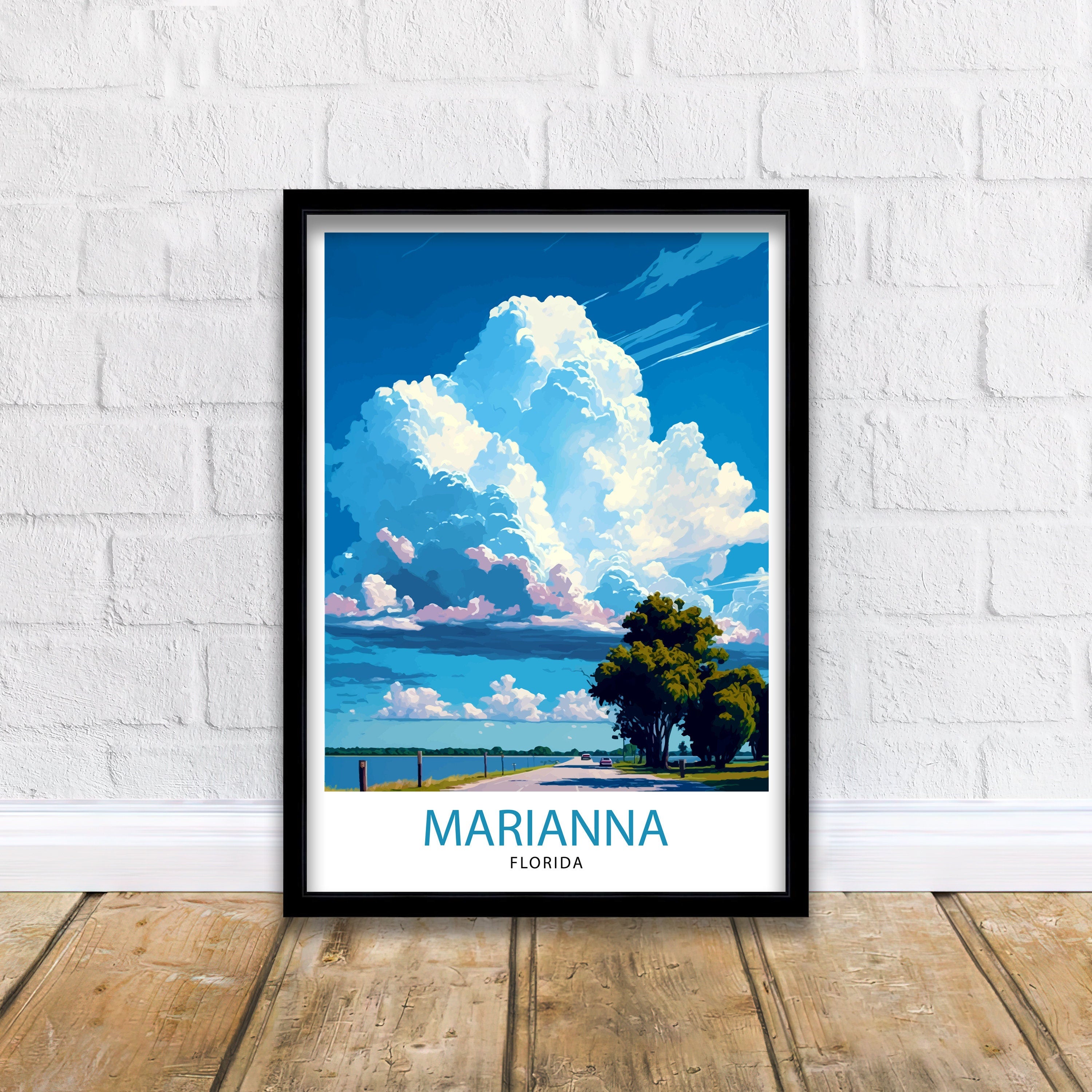 Marianna Florida Travel Print| Marianna Wall Art Florida Landscape Decor Travel Poster Marianna City Print Home Decor