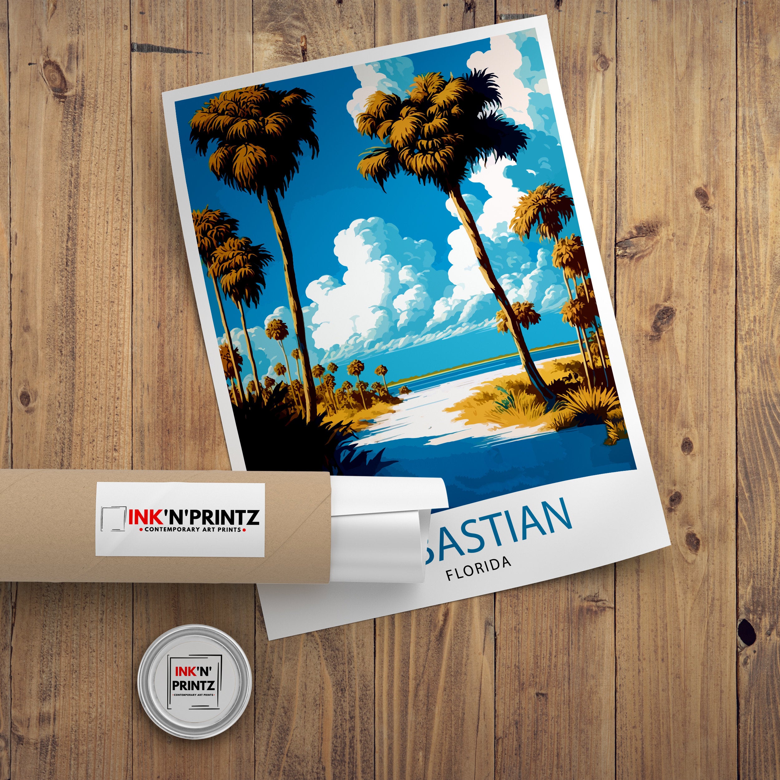 Sebastian Florida Travel Print|, Coastal Wall Art, Beach Decor, Florida Landscape Poster, Tropical Home Decor