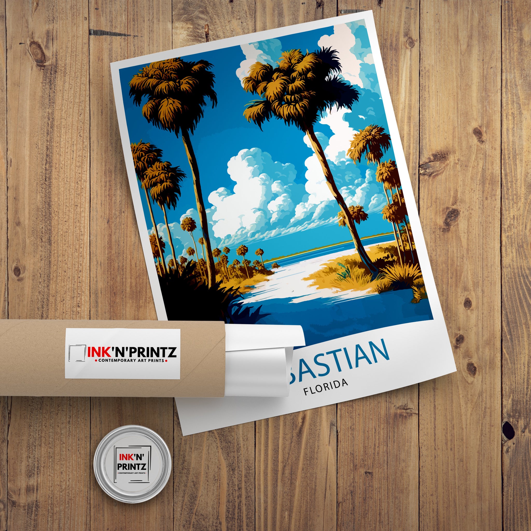 Sebastian Florida Travel Print|, Coastal Wall Art, Beach Decor, Florida Landscape Poster, Tropical Home Decor