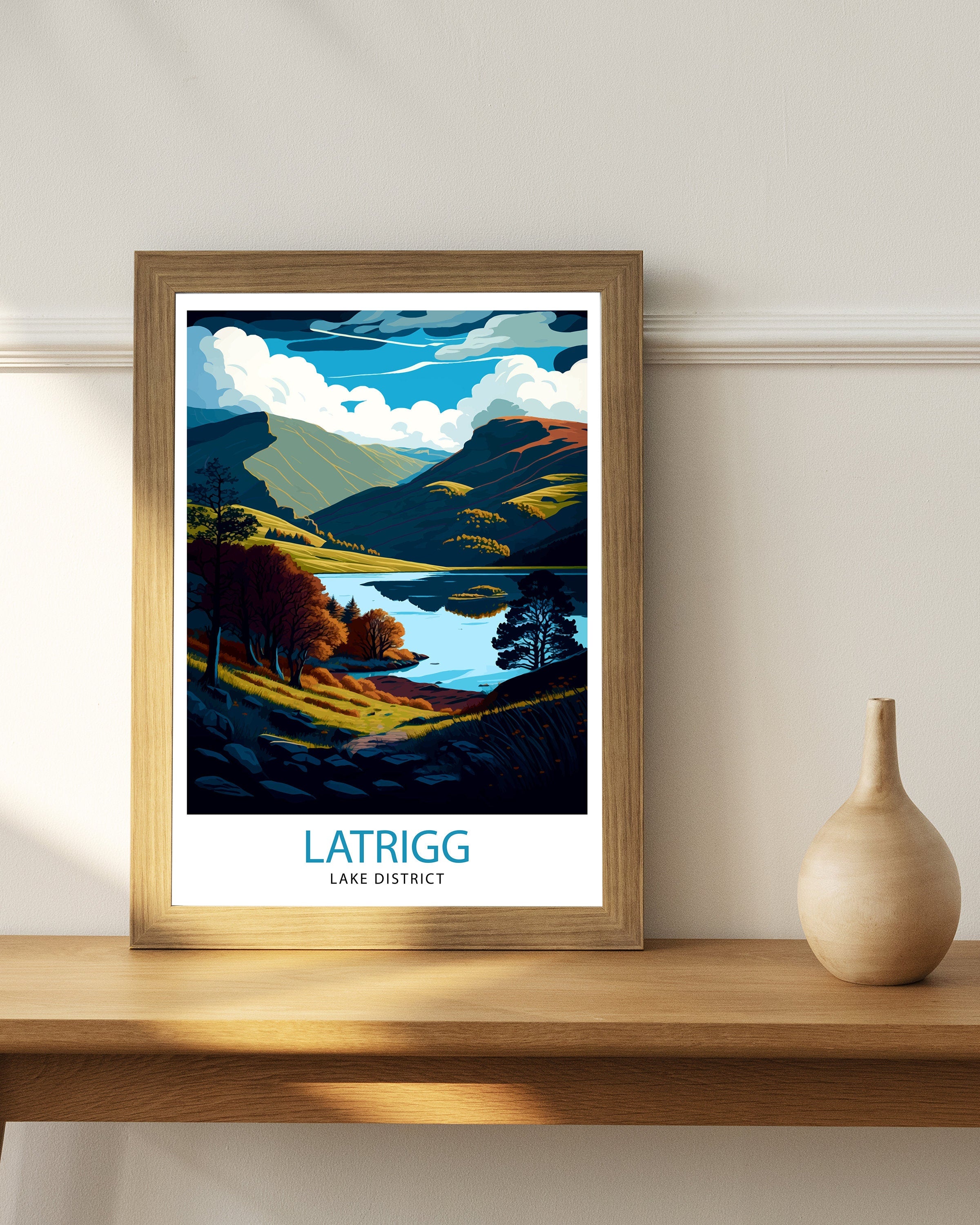 Latrigg Lake District Travel Print Lake District Wall Decor Lake District Home Living Decor Lake District Illustration Travel Poster Gift