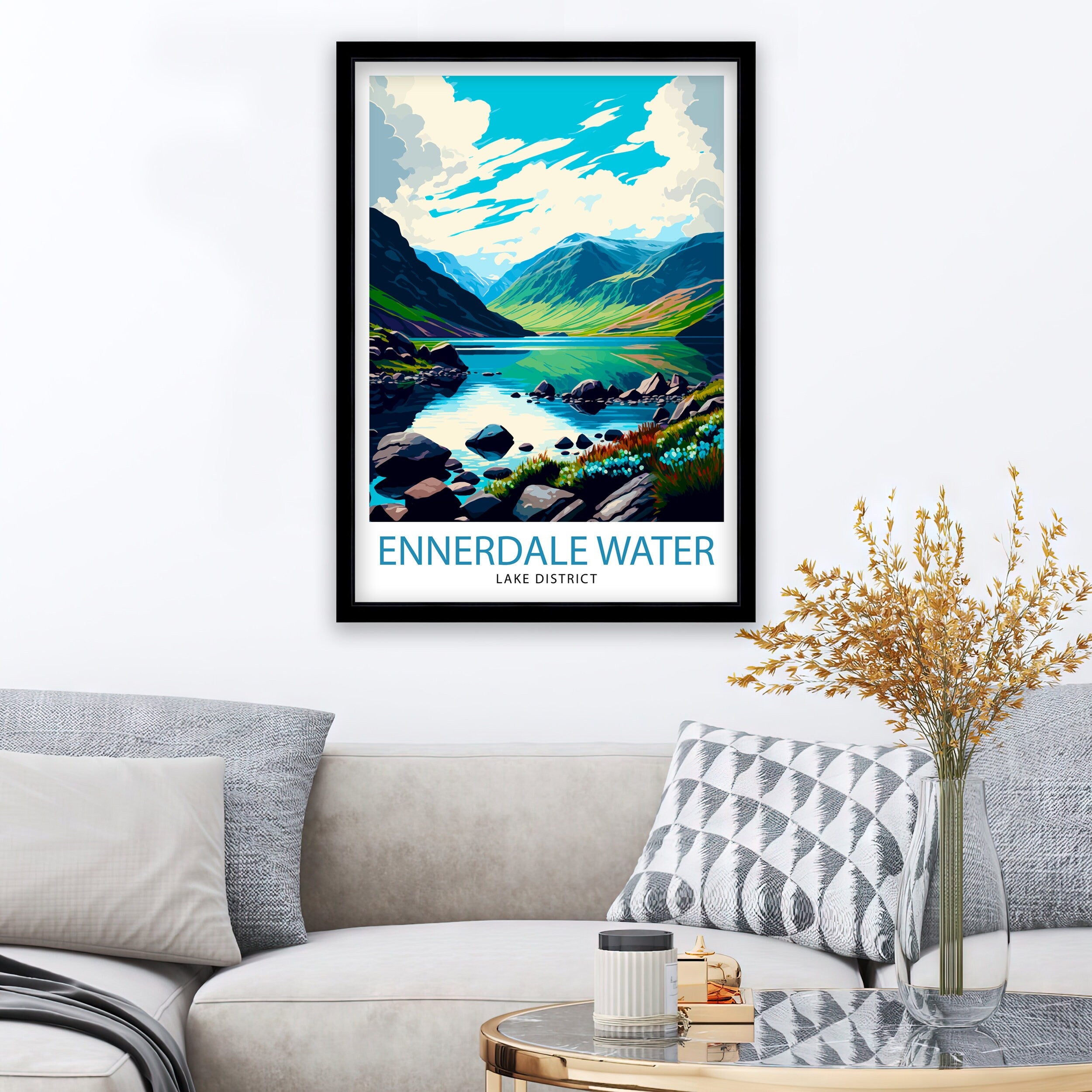 Ennerdale Water Lake District Travel Print Lake District Wall Decor Lake District Home Living Decor Ennerdale Water Illustration Travel