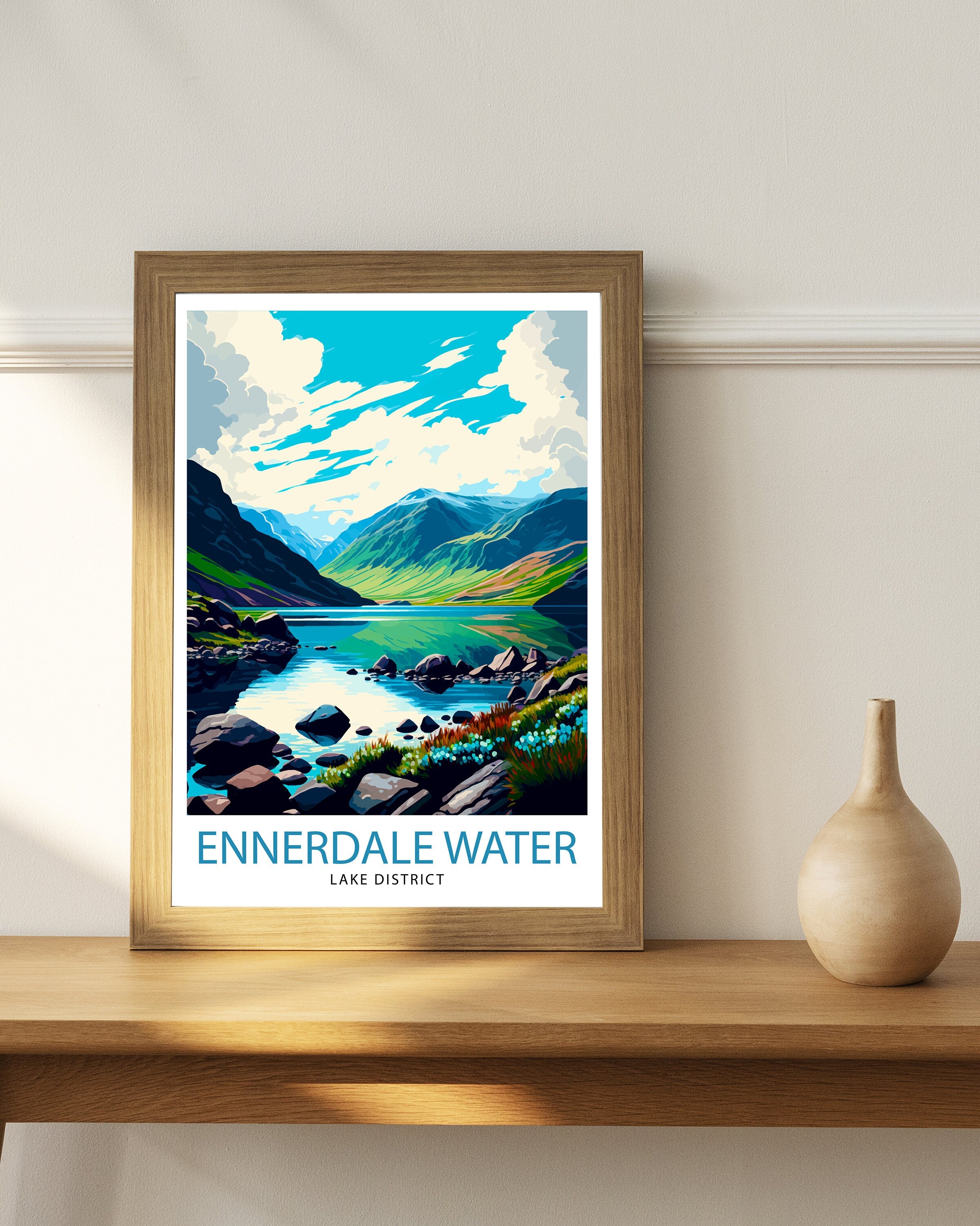 Ennerdale Water Lake District Travel Print Lake District Wall Decor Lake District Home Living Decor Ennerdale Water Illustration Travel