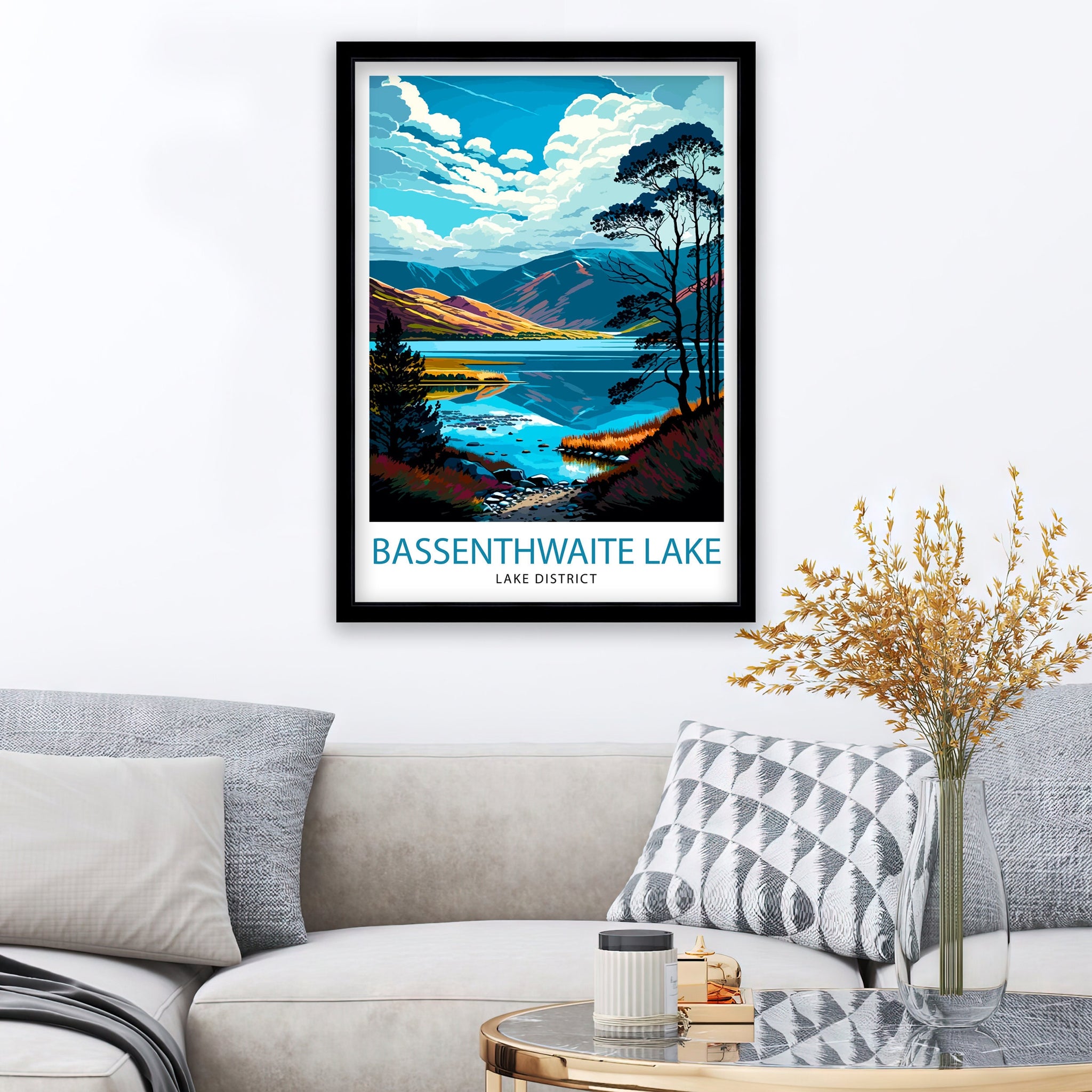 Bassenthwaite Lake Lake District Travel Print Lake District Wall Decor Lake District Home Living Decor Lake District Illustration
