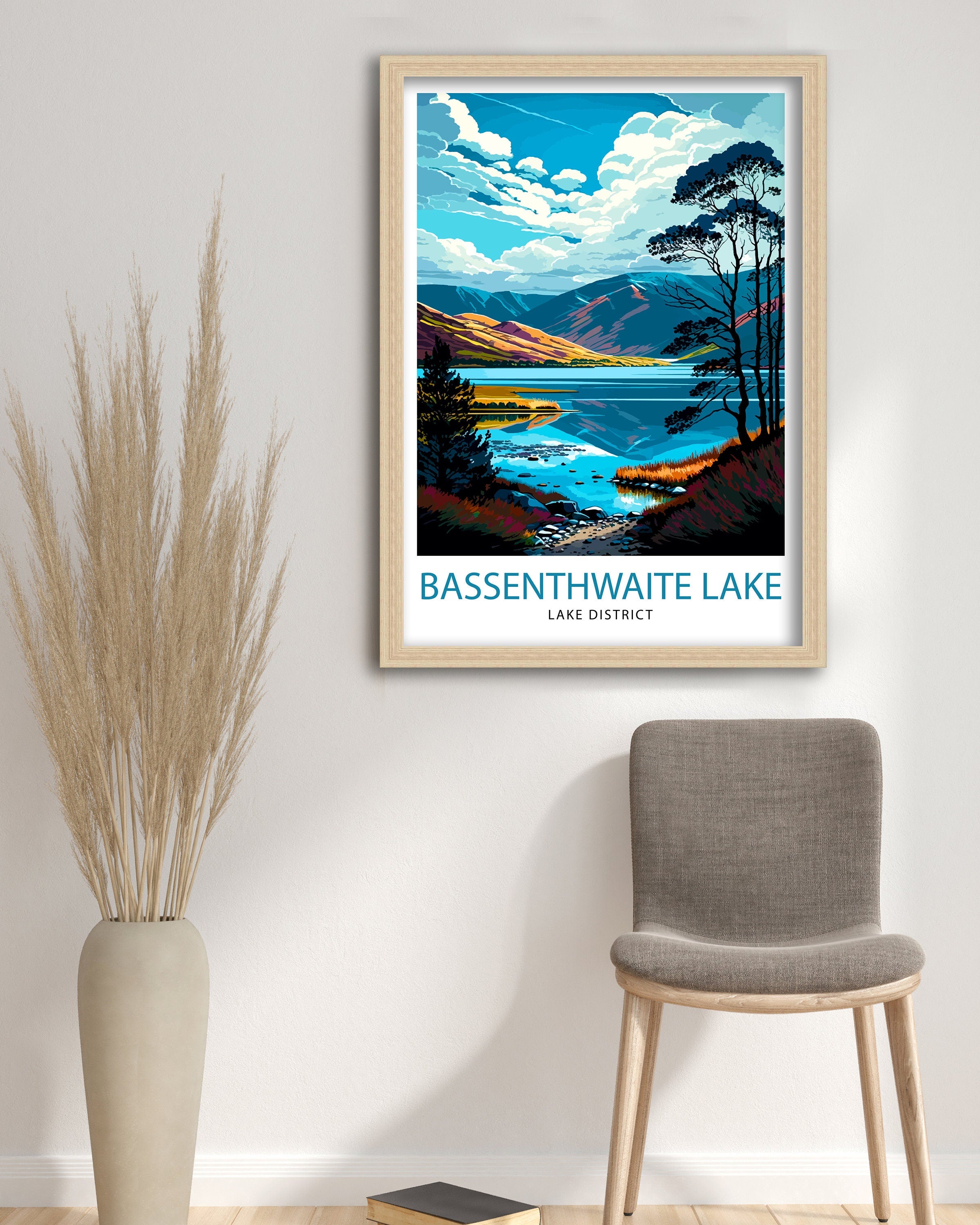 Bassenthwaite Lake Lake District Travel Print Lake District Wall Decor Lake District Home Living Decor Lake District Illustration