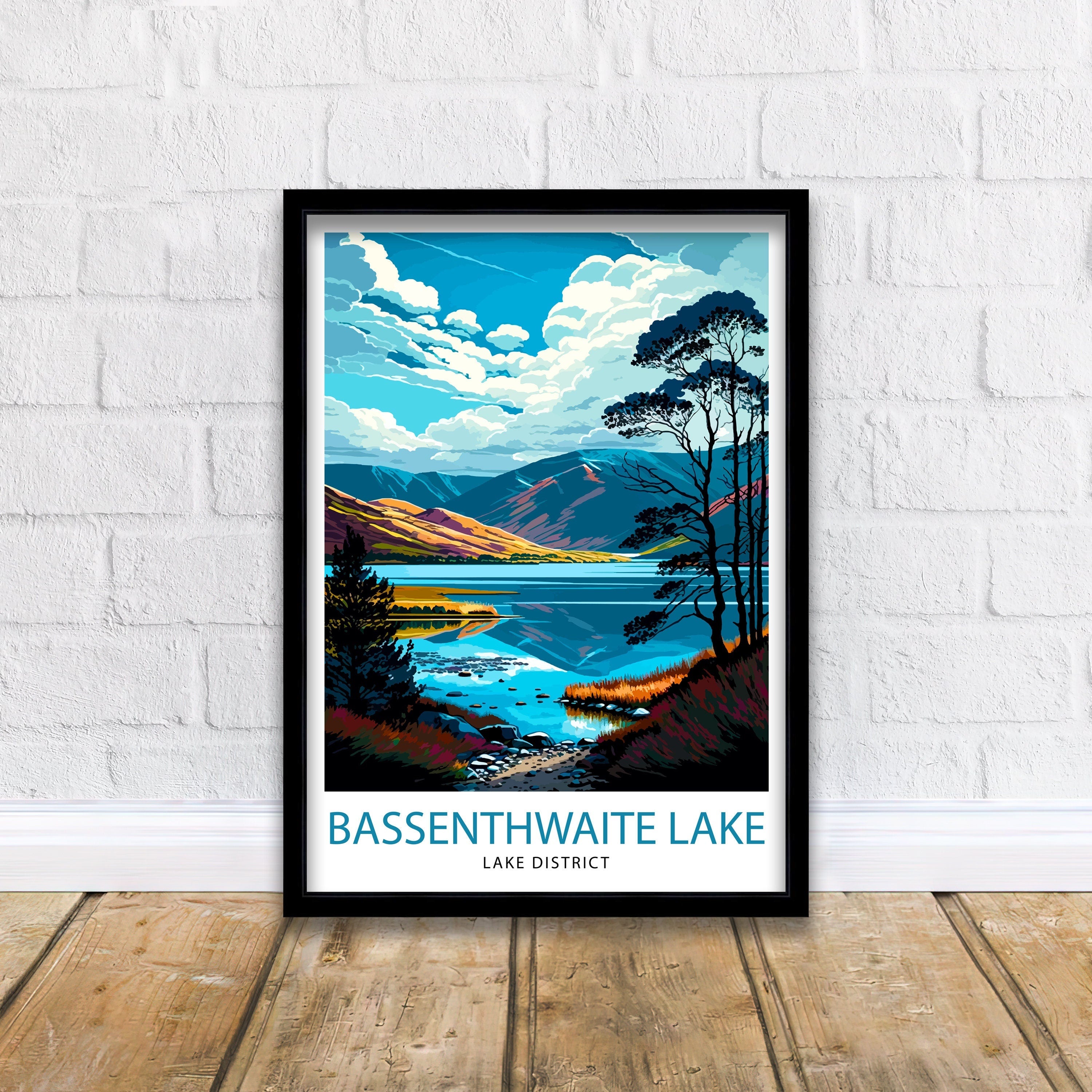 Bassenthwaite Lake Lake District Travel Print Lake District Wall Decor Lake District Home Living Decor Lake District Illustration