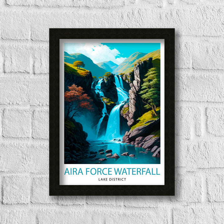 Aira Force Waterfall Lake District Travel Poster Lake District