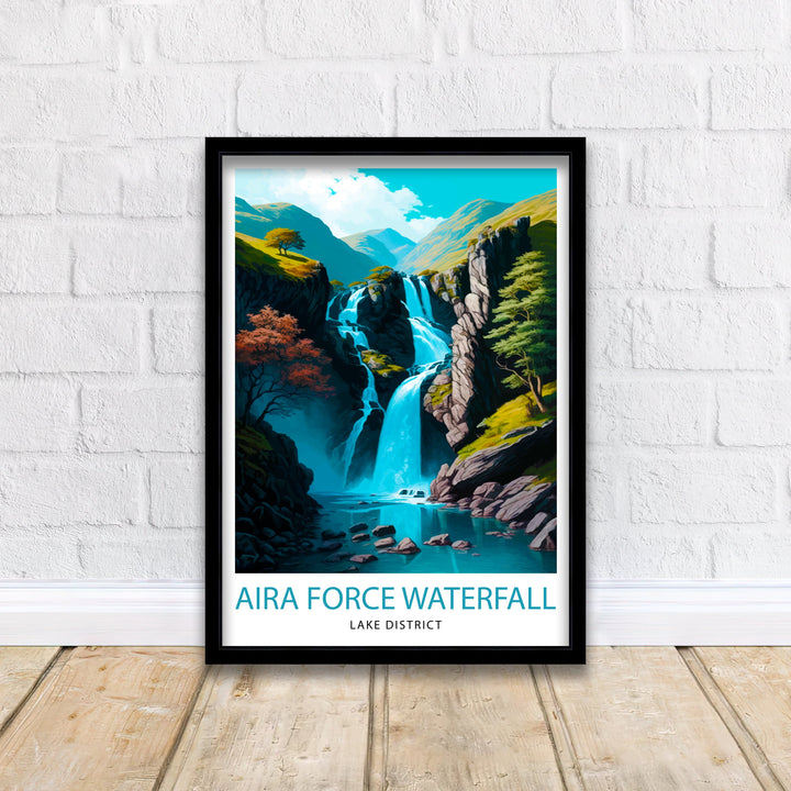 Aira Force Waterfall Lake District Travel Poster Lake District